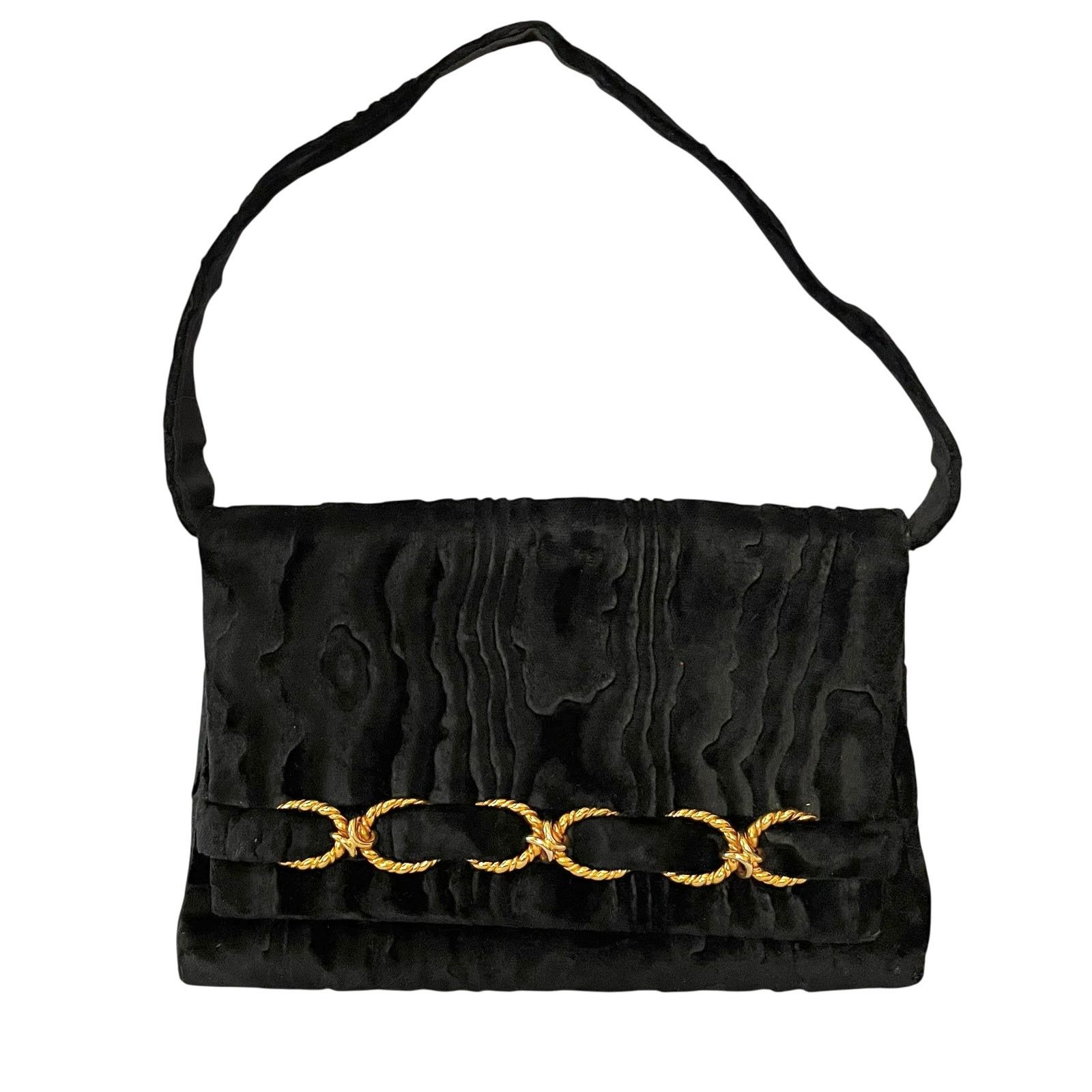 Vintage Vintage Rodo Black Moire Velvet Chainlink Evening Bag Size ONE SIZE - 1 Thumbnail