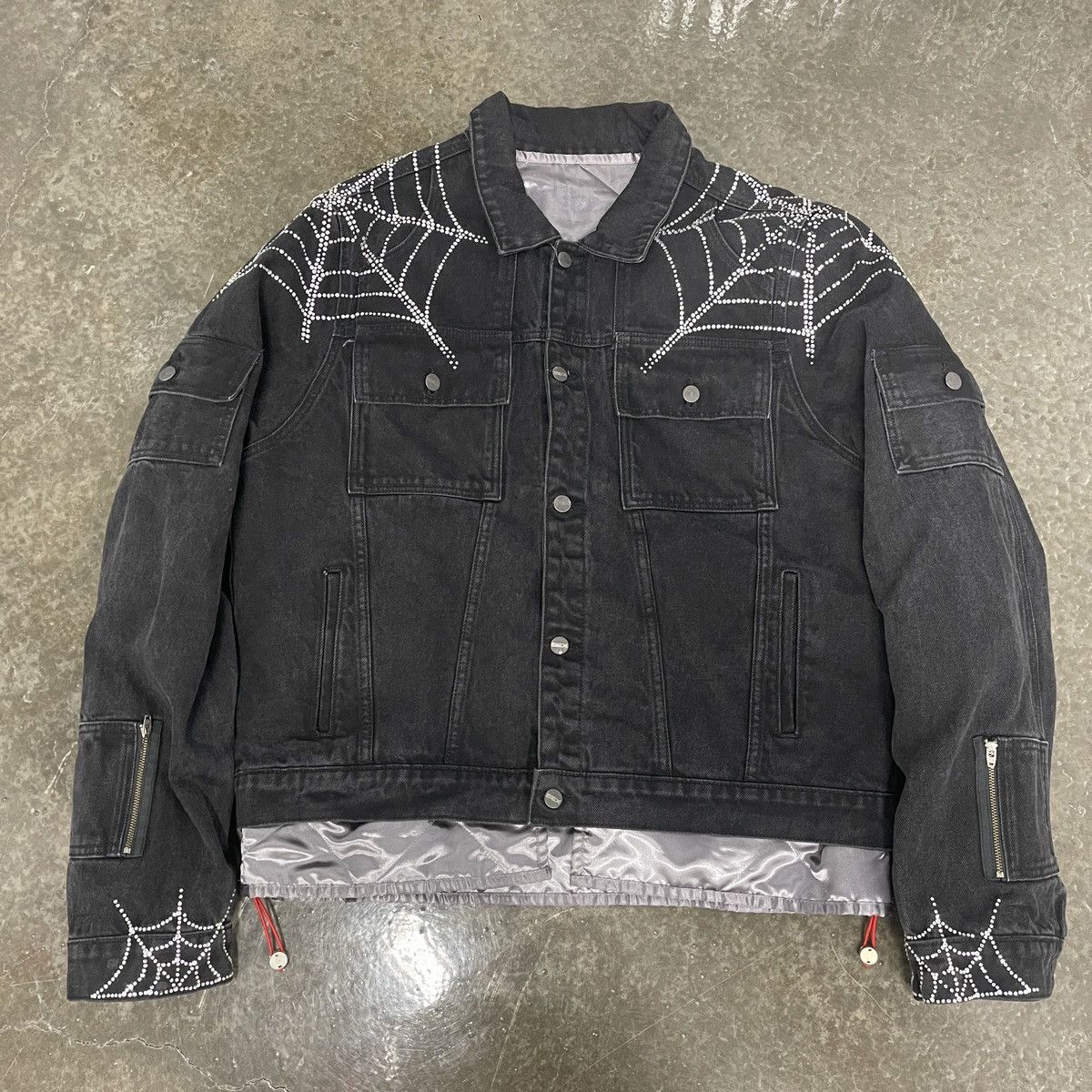 Sp5der Spider Worldwide Rhinestone Denim Jacket Size US XL / EU 56 / 4 - 1 Thumbnail