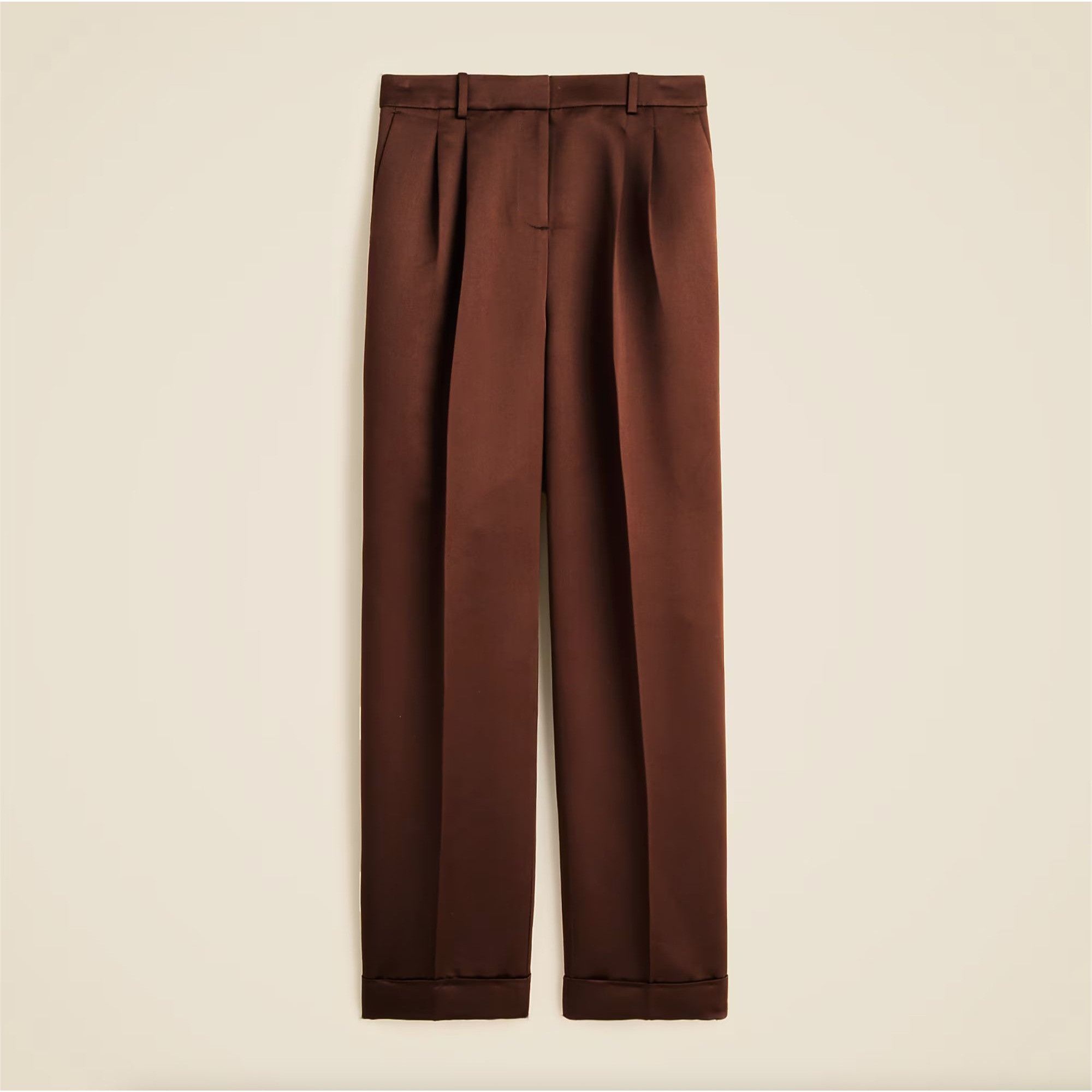 J.Crew J. CREW Wide-leg pleated pant duchesse satin Brown $198 EUC Size 28" / US 6 / IT 42 - 1 Thumbnail