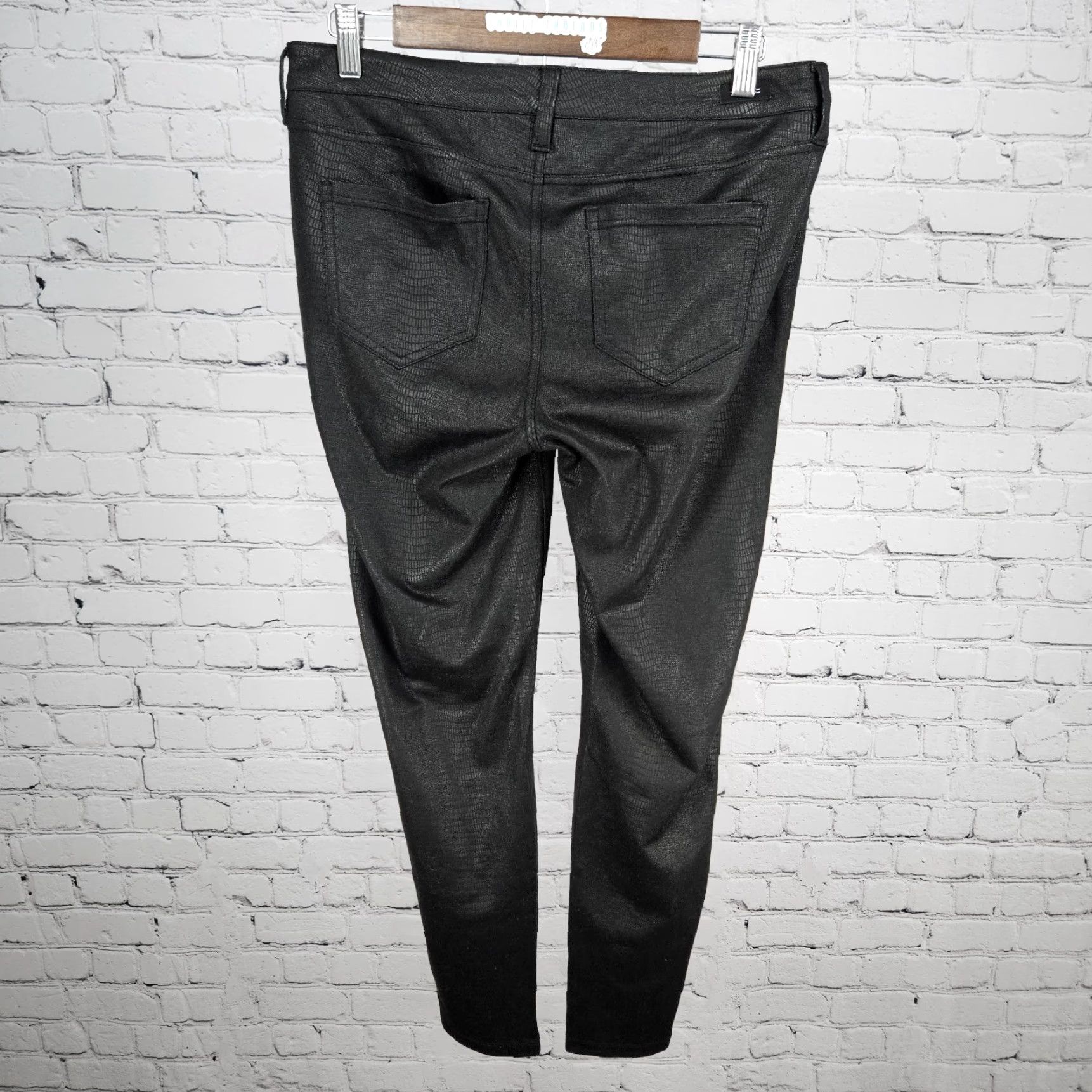 Vintage Liverpool Black Snakeskin Print Mid Rise Skinny Jeans Jeggings 8 29x27 Womens Size 30" / US 8 / IT 44 - 2 Thumbnail