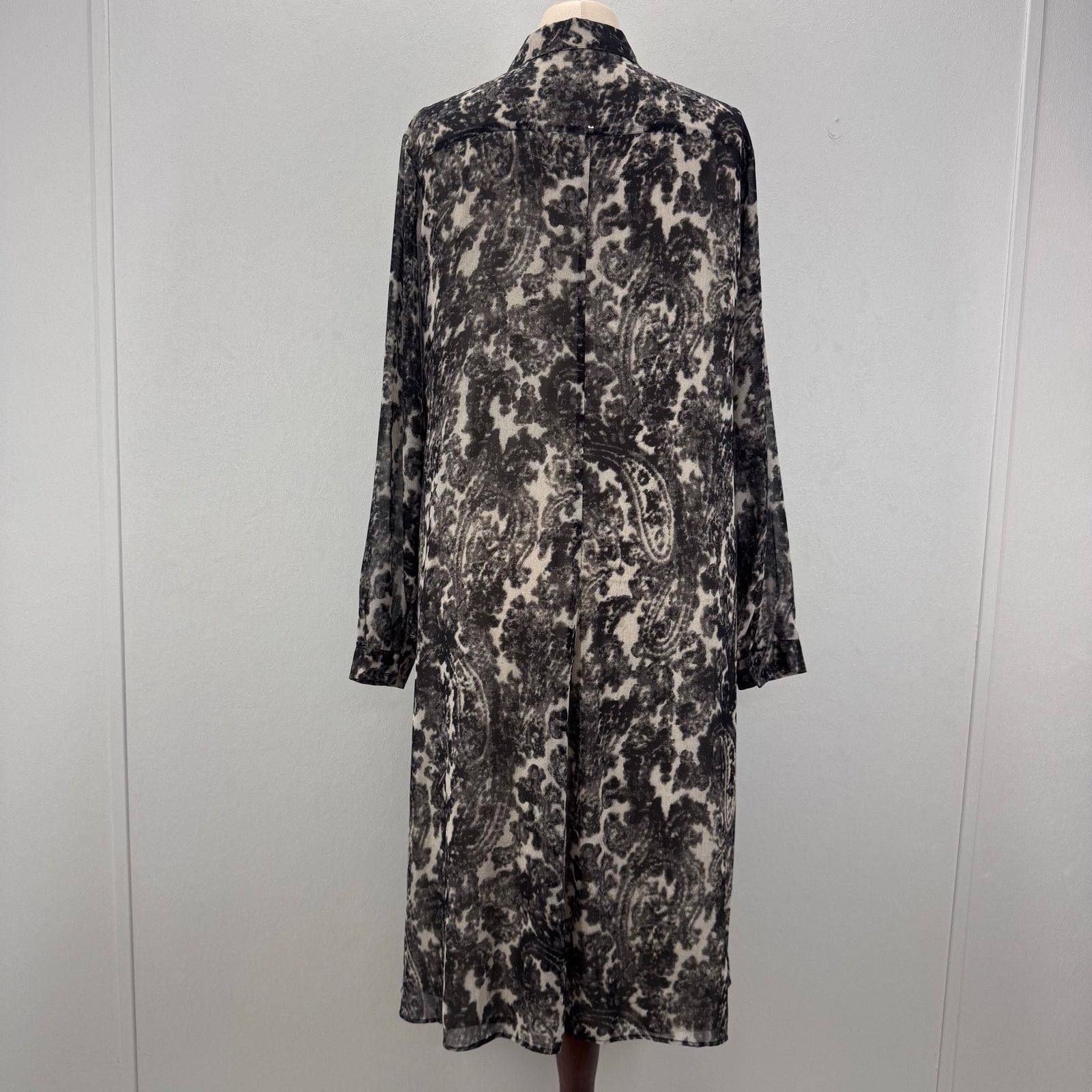 Marina Rinaldi Marina Rinaldi Grey Chiffon Button Down Printed Dress sz 14 Size XL / US 12-14 / IT 48-50 - 5 Thumbnail