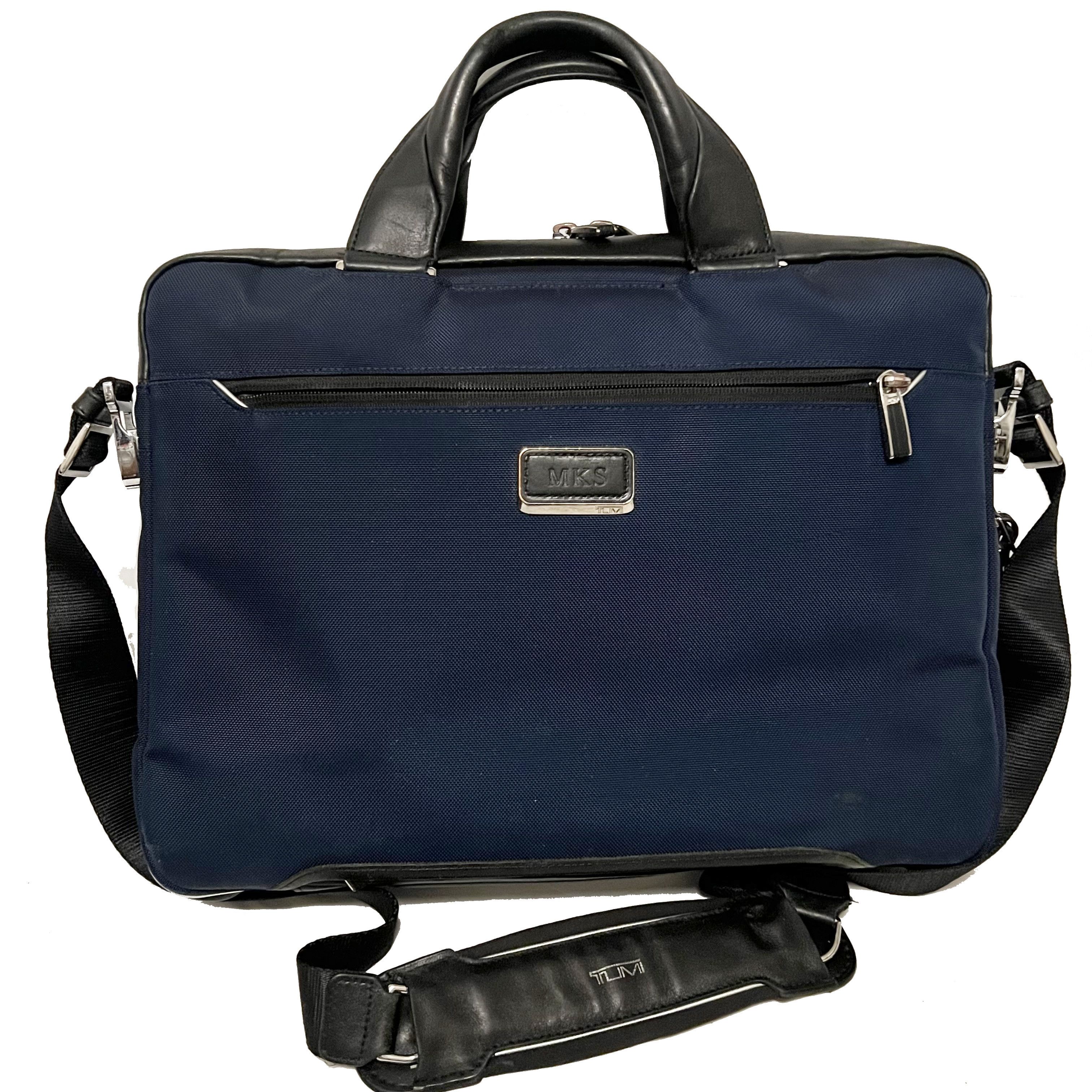 TUMI Men's Navy Alpha Bravo Nylon Leather Laptop Briefcase