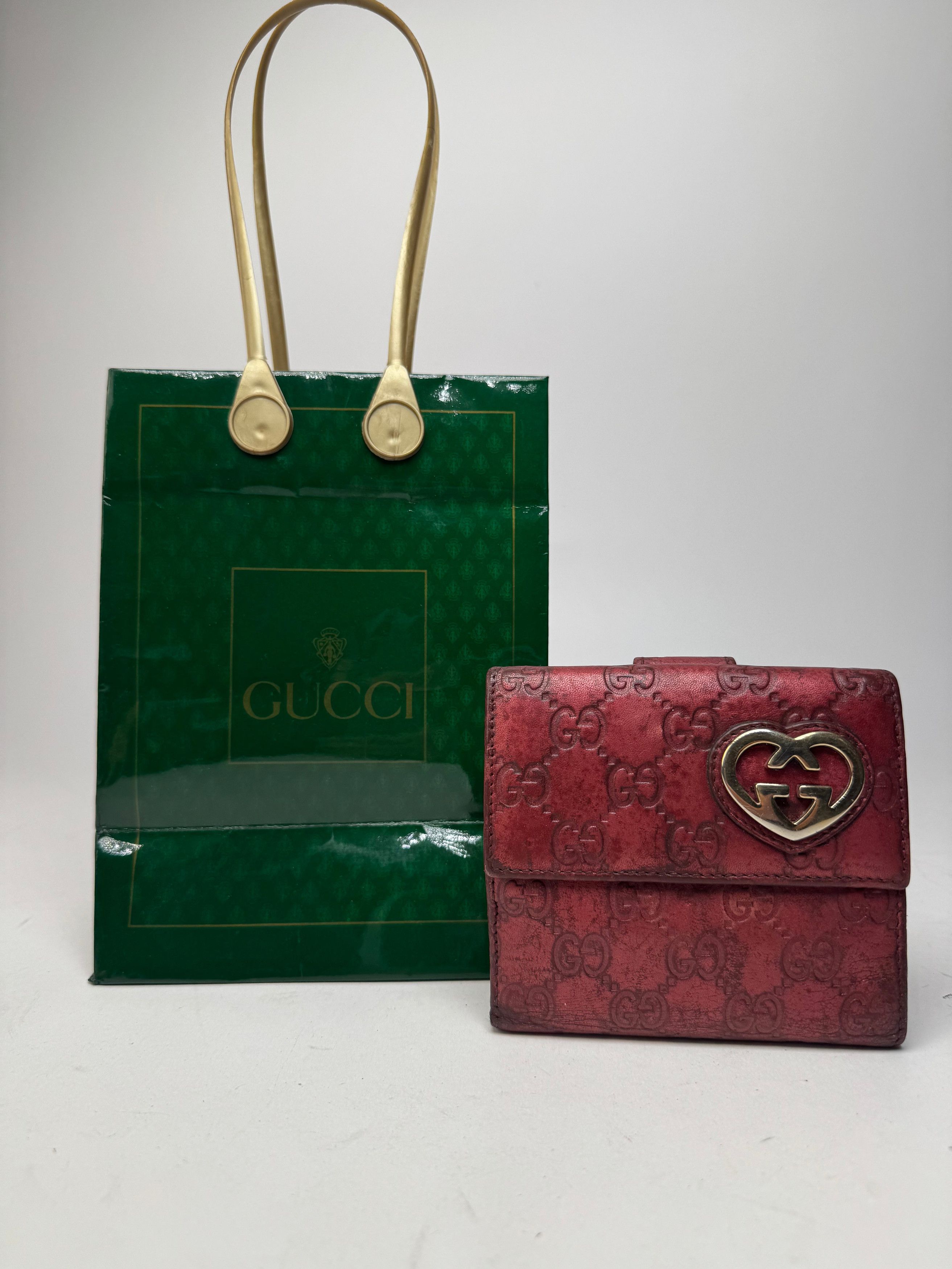 Gucci Vintage Metallic Monogram Leather Wallet Red Size ONE SIZE - 1 Thumbnail
