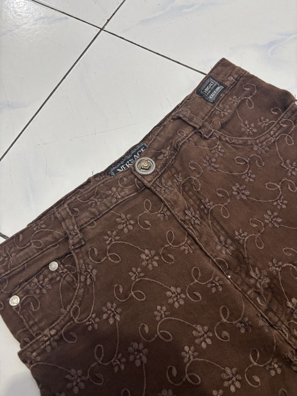 Versace Versace Jeans Couture Archival Floral Embroidered Cotton Size US 34 / EU 50 - 4 Thumbnail