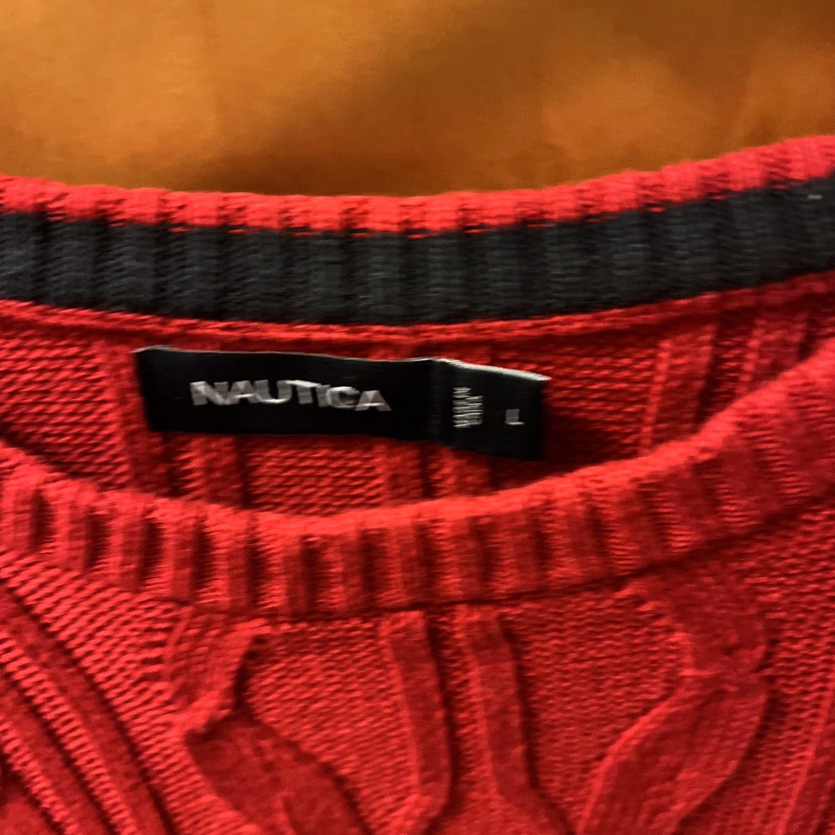 Nautica Vintage Nautica Men's Sweater Crew Neck Pullover Knitted Logo Red Large Fall Winter Classic Size US L / EU 52-54 / 3 - 2 Thumbnail