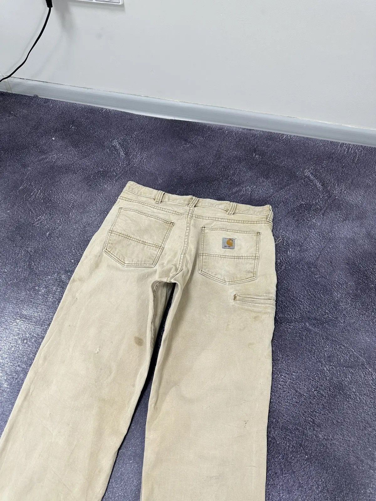 Carhartt × Vintage Vintage Carhartt Work Hype Cream American Baggy Pants Size US 34 / EU 50 - 5 Thumbnail