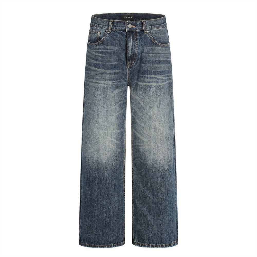 Jean Street retro punk wide-leg color-blocked washed jeans Size US 32 / EU 48 - 1 Thumbnail