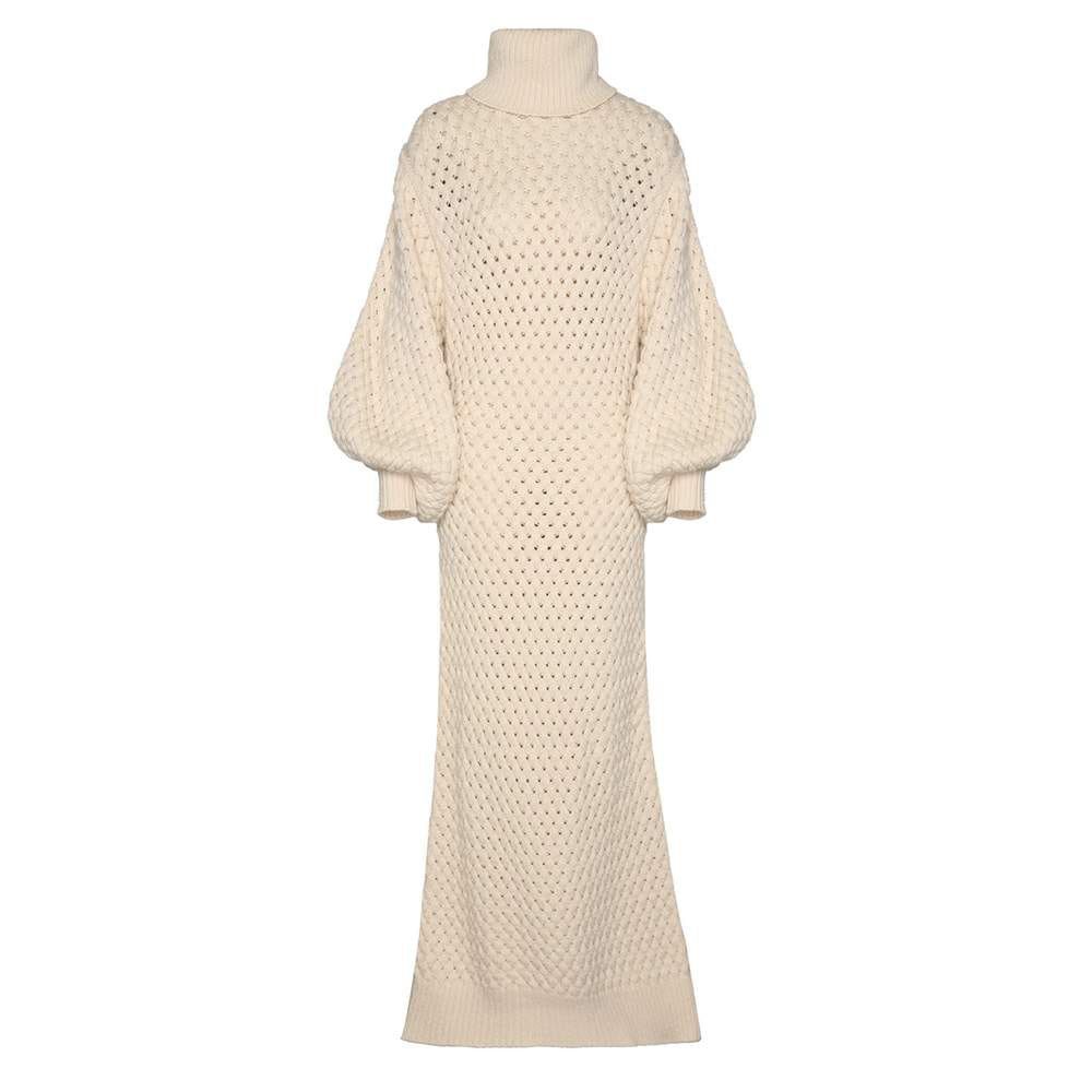 oc11z0725 Illustration Textured Dress in Cream