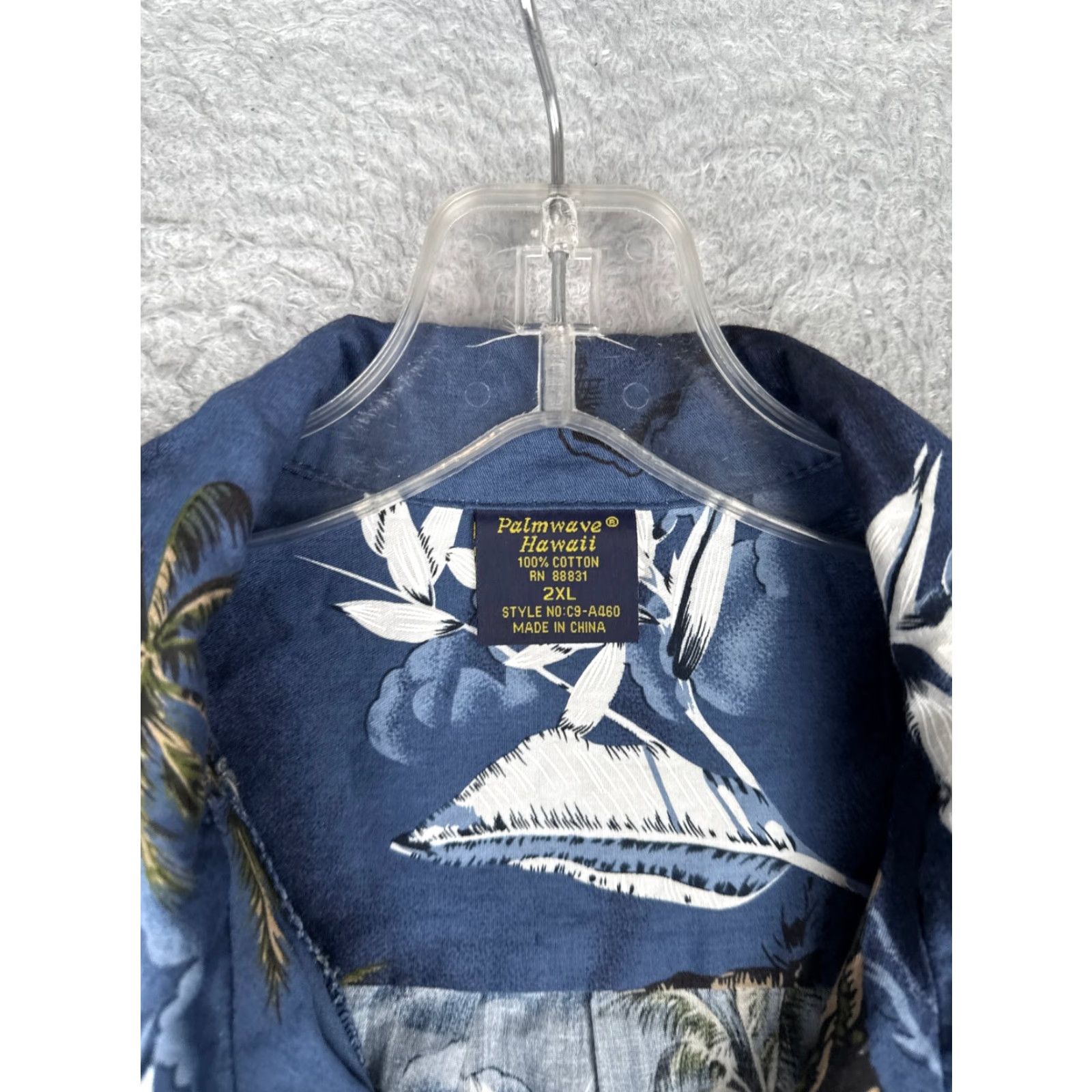 Vintage Palmwave Shirt Palmwave Blue Floral 100% Cotton Short Sleeve Button-Up | 2XL Mens Adult Hawaiian Pattern Classic? Size US XXL / EU 58 / 5 - 7 Thumbnail
