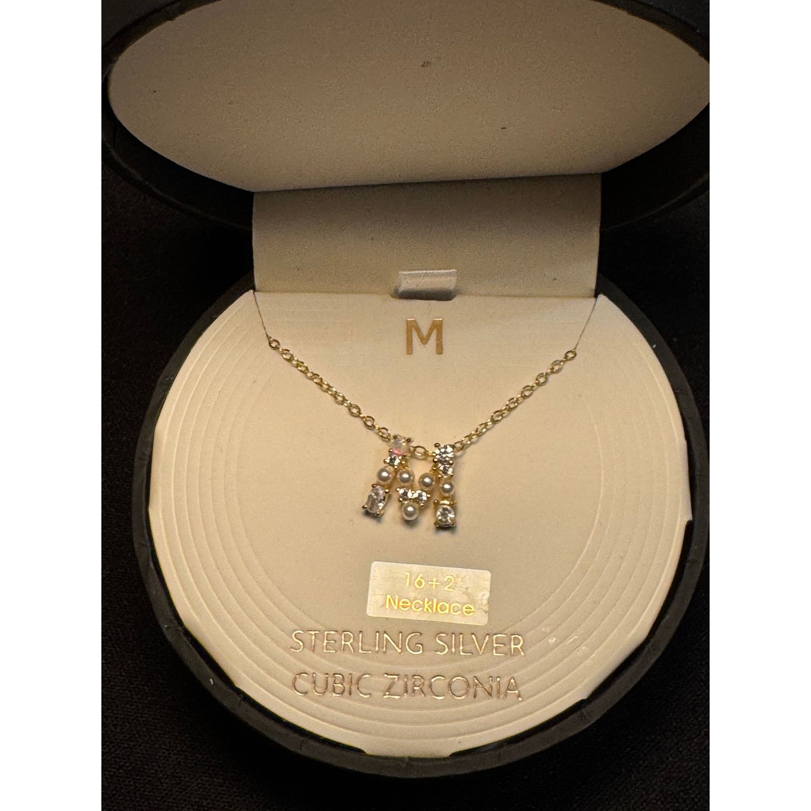 Other Sterling Silver 16in 2in ext CZ Vermiel M Necklace Size ONE SIZE - 2 Thumbnail