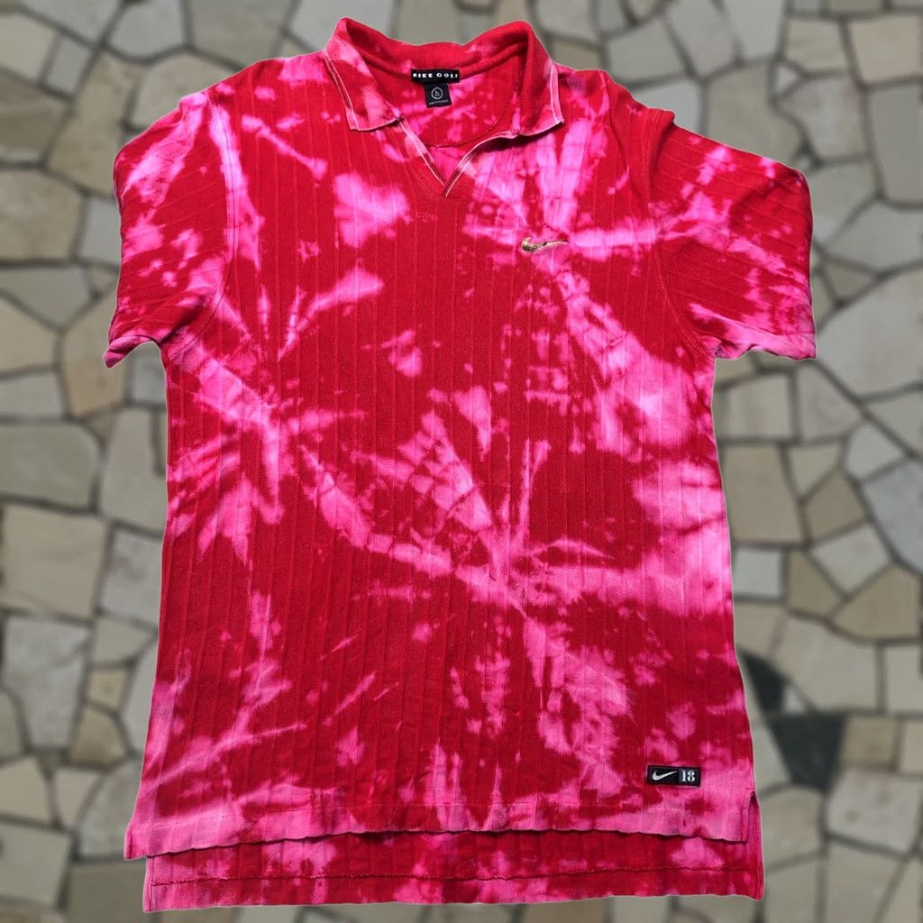 Nike VINTAGE Nike Polo Shirt L Acid Wash Tie Dye Red 1 Of 1 Custom Golfing Mens Size US L / EU 52-54 / 3 - 1 Thumbnail