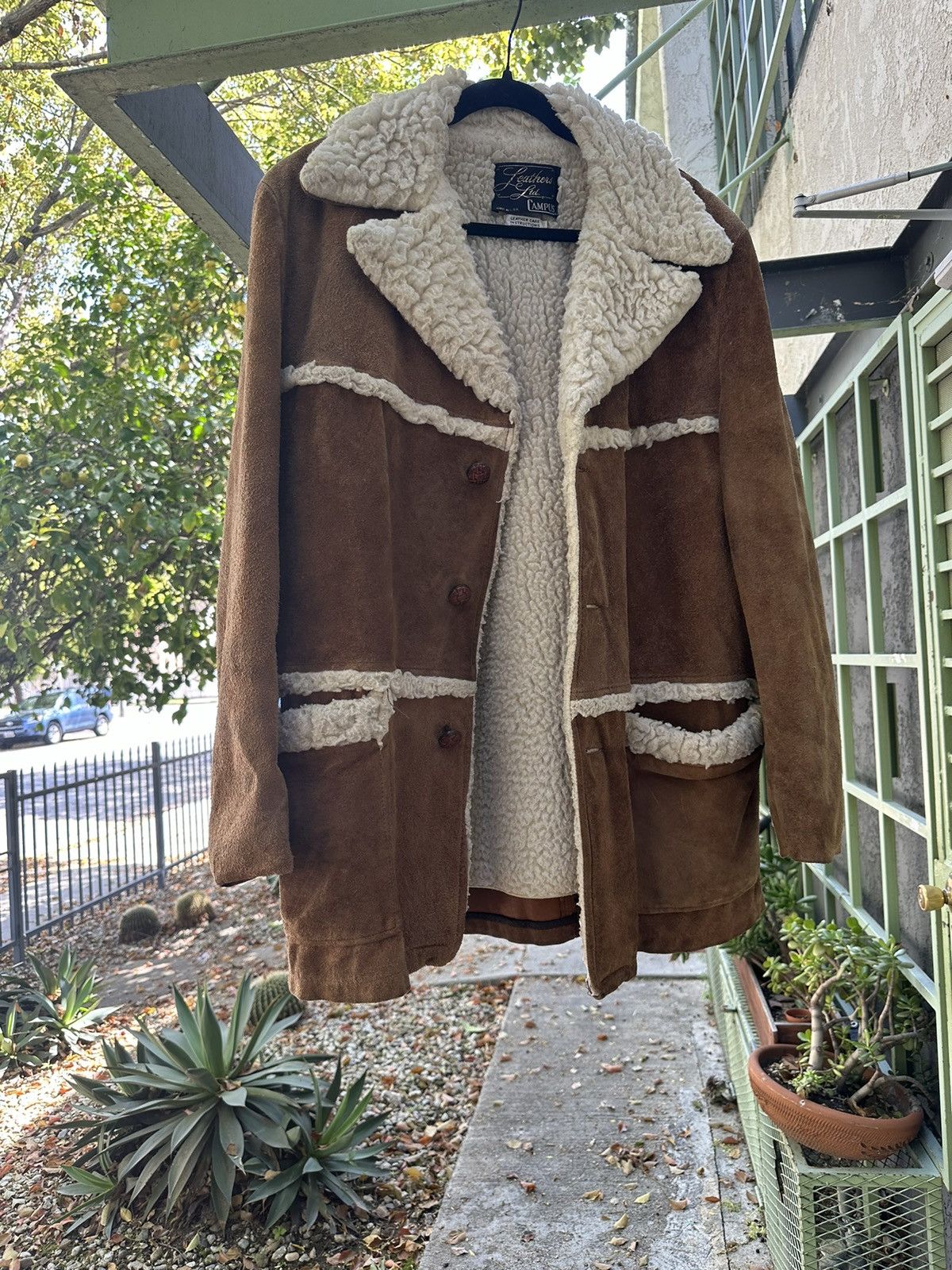 image of Genuine Leather x Vintage Suede Leather Sherpa Jacket in Camel, Men's (Size XS)