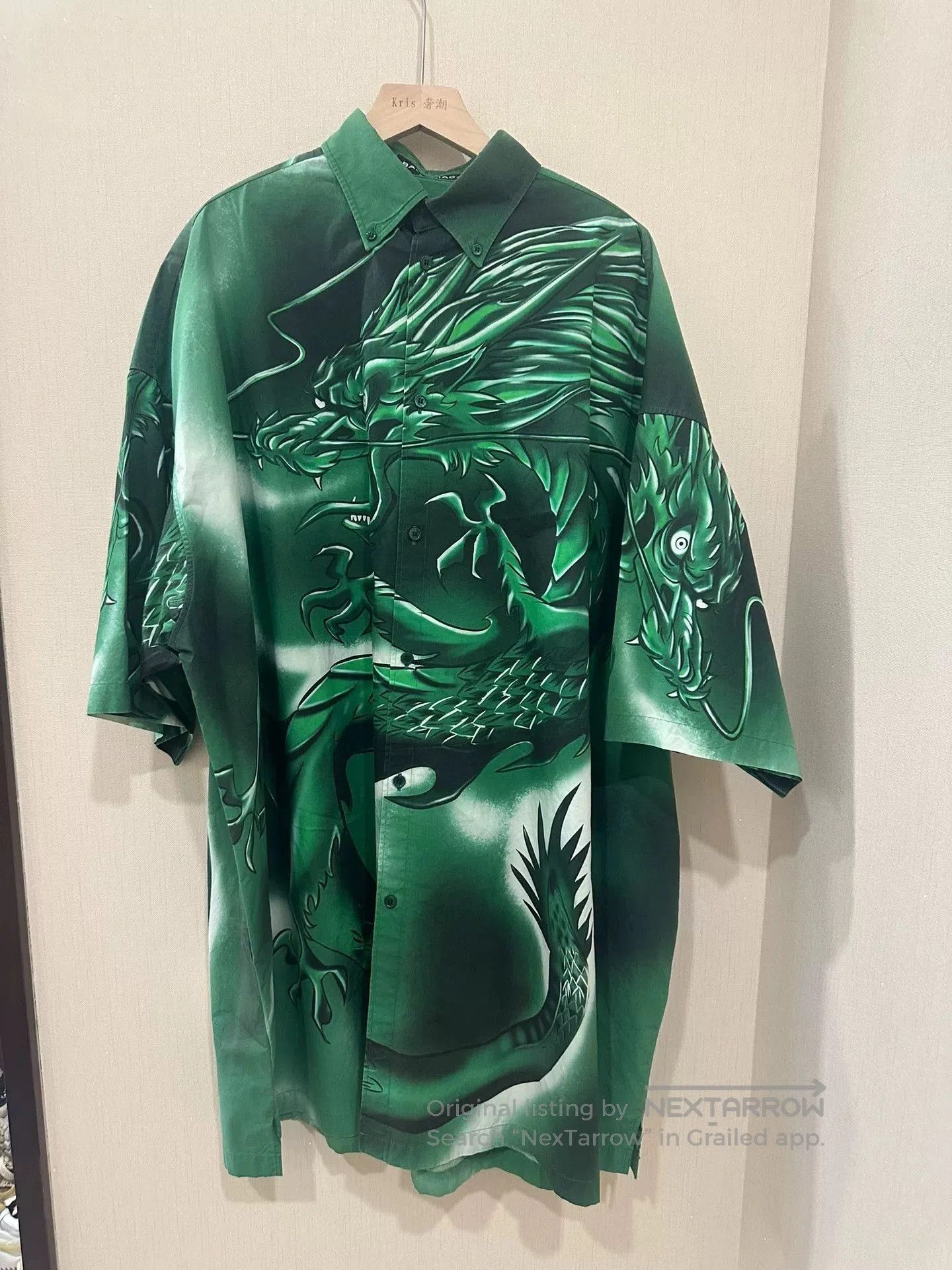 Balenciaga Balenciaga Green Dragon Print Shirt. Size US M / EU 48-50 / 2 - 1 Thumbnail