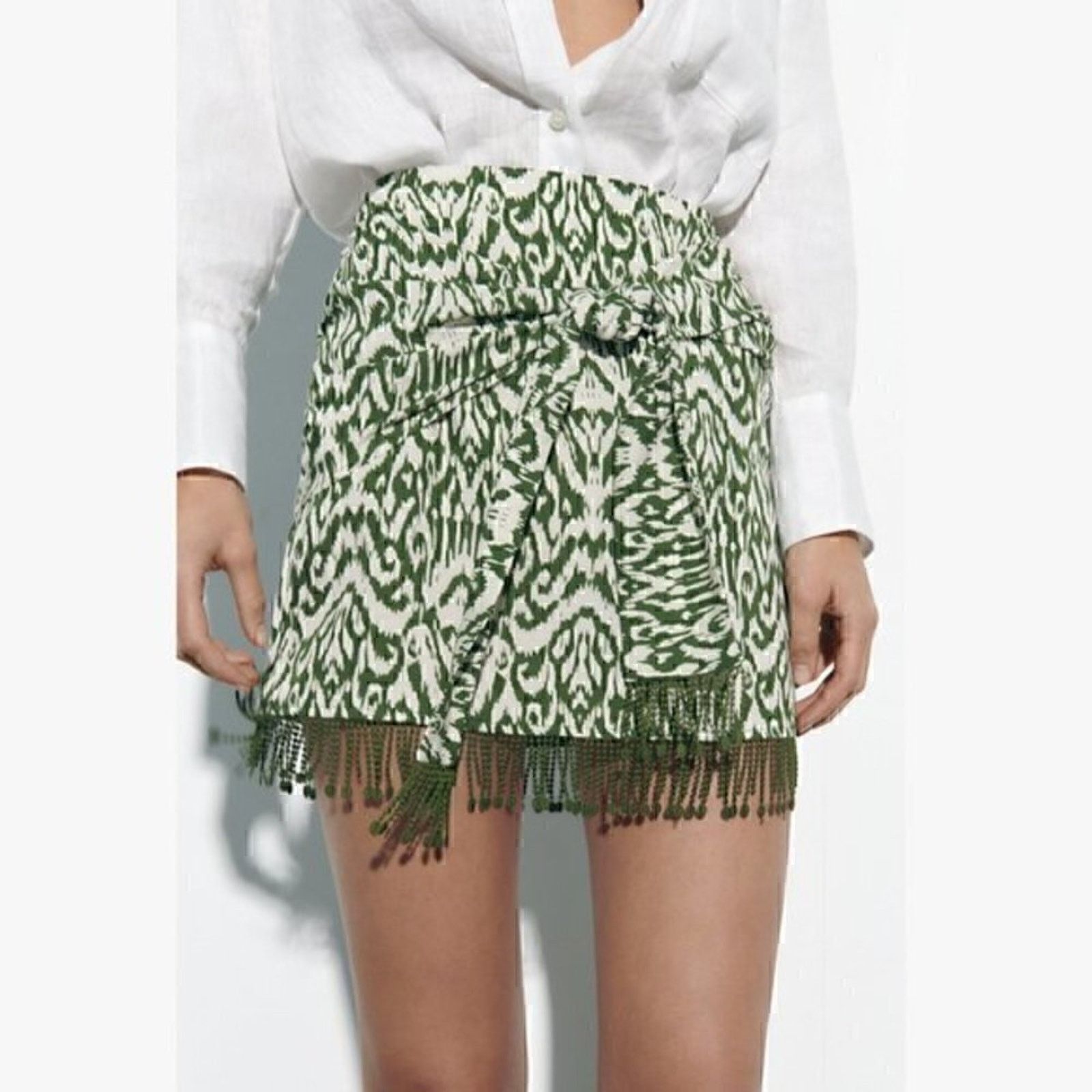 Zara ZARA Linen Blend Fringe Mini Skirt NWT Size 34" / US 12 / IT 48 - 15 Thumbnail