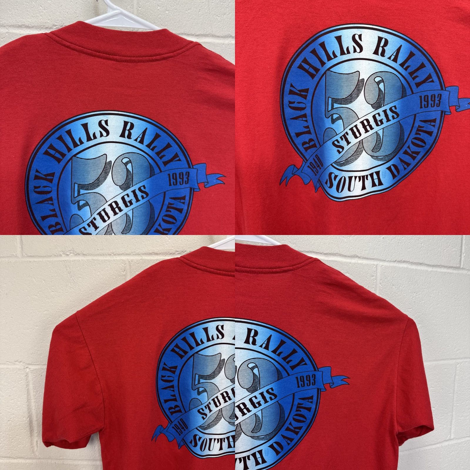 Vintage VINTAGE 90s BLACK HILLS 53TH ANNUAL MOTORCYCLE RALLY STURGIS T Shirt Red Eagle L Unisex Adult, Shirt, 1990s, Graphic Tee, Grunge, 100% Cotton Size US L / EU 52-54 / 3 - 9 Thumbnail