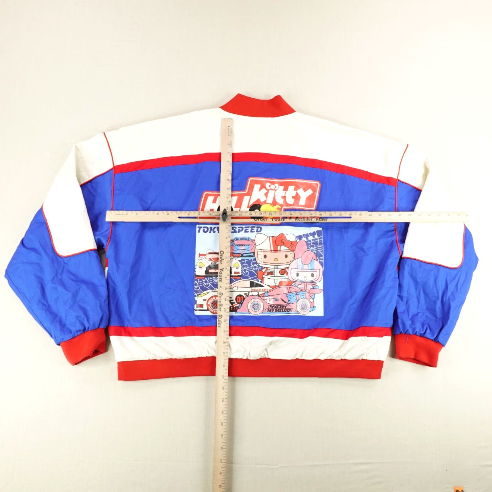Vintage Hello Kitty Jacket Womens 2X White Blue Red Sanrio Tokyo Speed Racing Car Coat Size XXL / US 16-18 / IT 52-54 - 7 Thumbnail