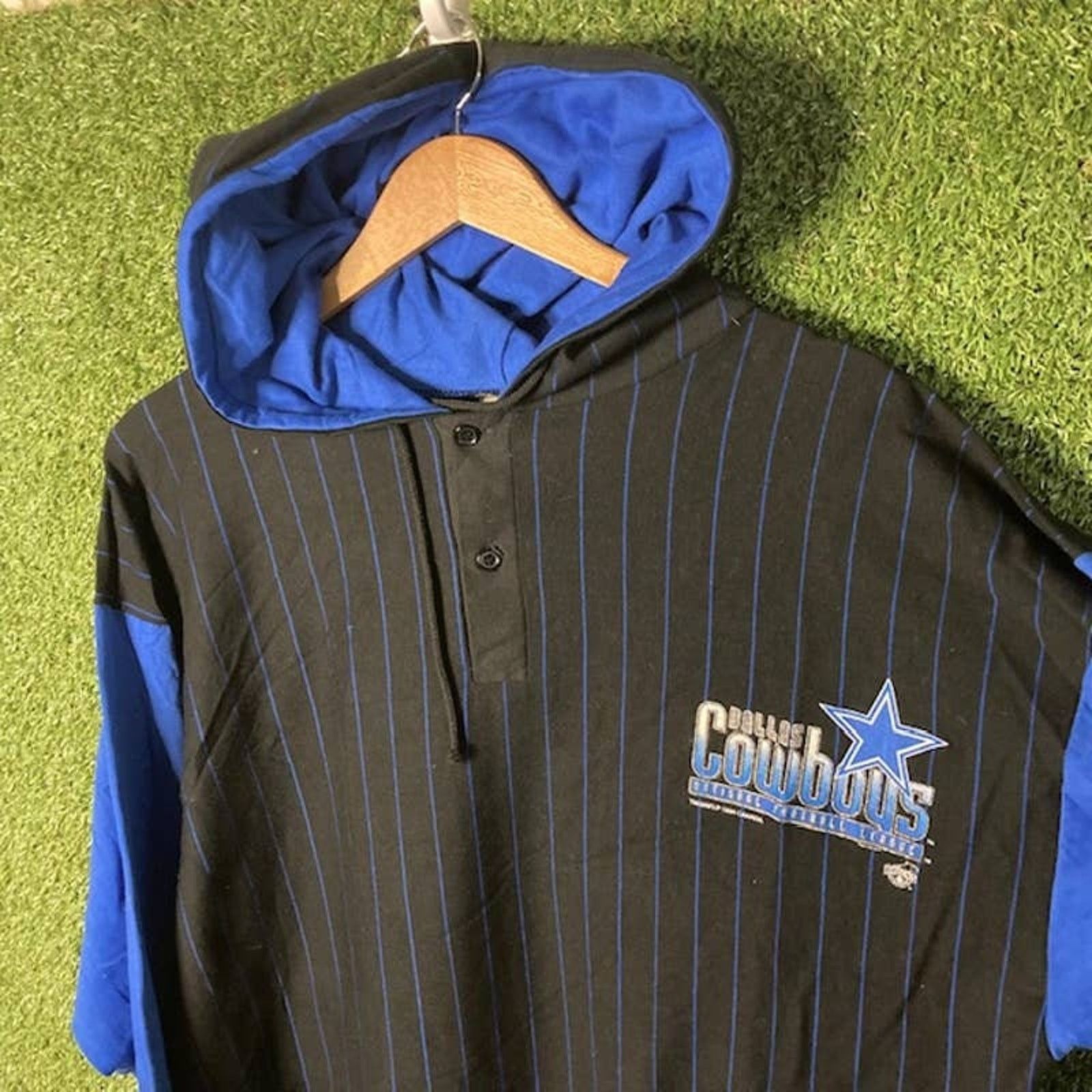 Vintage VTG 1990's Ravens Sportswear Dallas Cowboys Hooded LS Shirt Size US XL / EU 56 / 4 - 2 Thumbnail