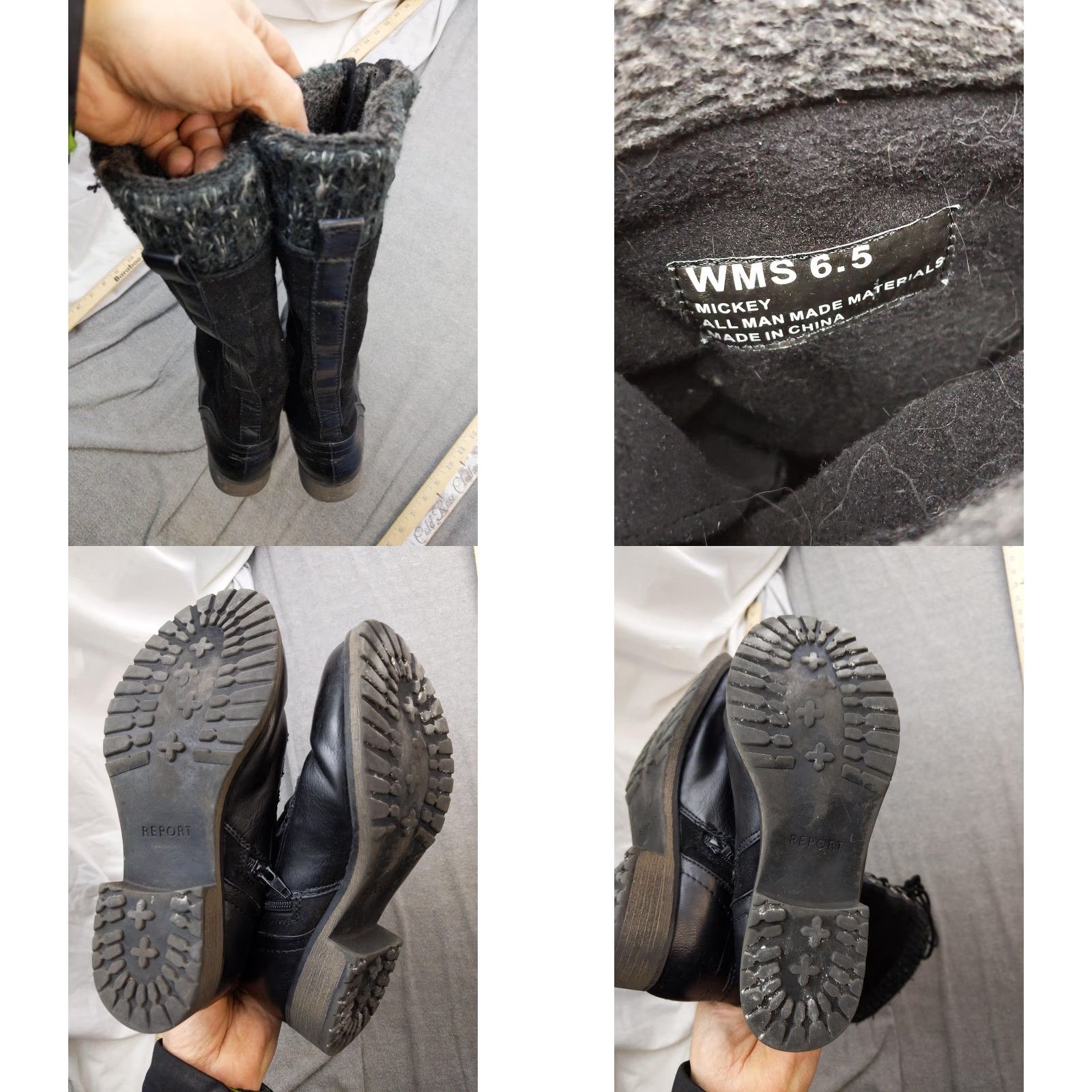 Vintage Report Mickey Boots Womens Size 6.5 Black Synthetic Mid Calf Combat Zip Lace Up Size US 7 / IT 37 - 8 Thumbnail