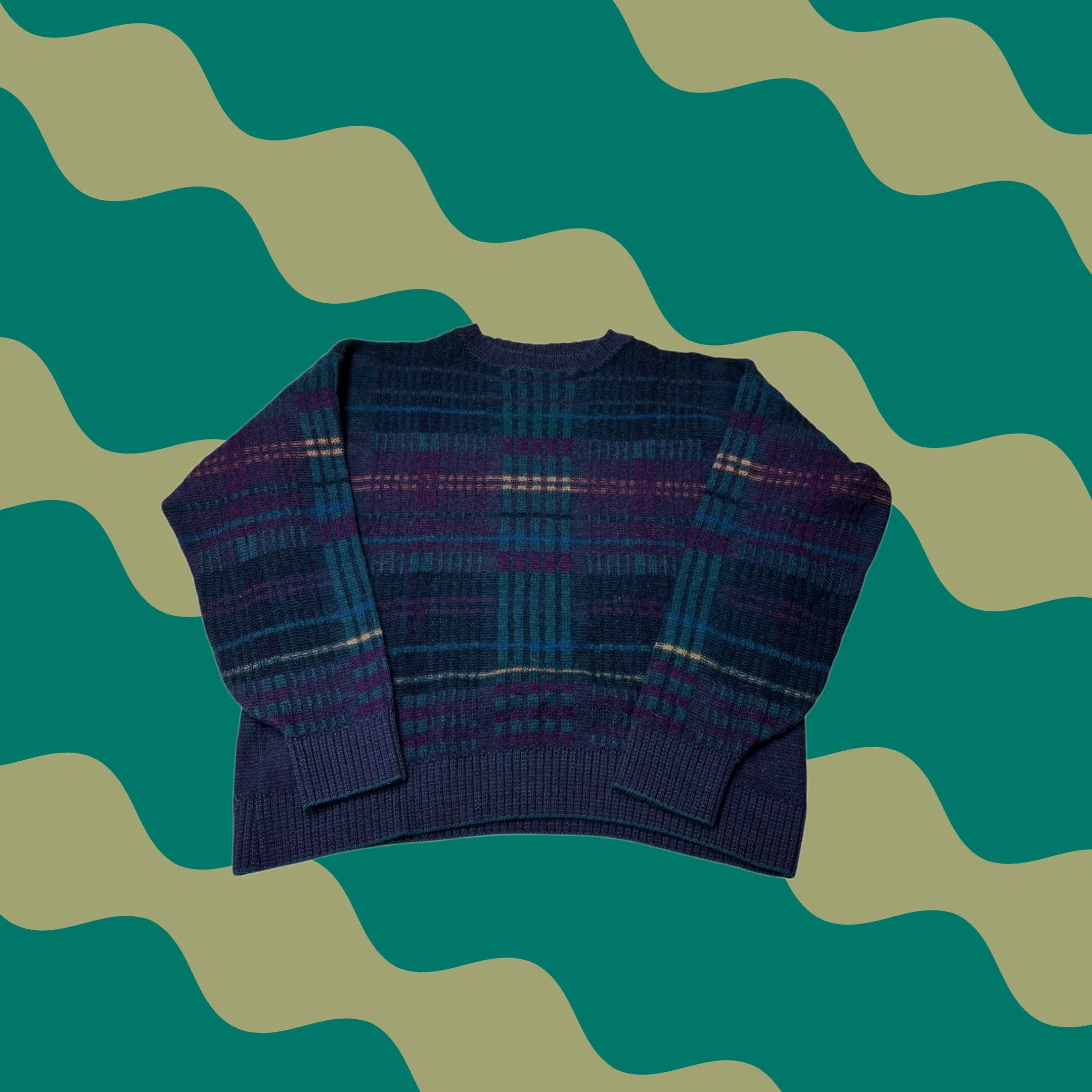 Pendleton VINTAGE Pendleton Sweater Womens XL Teal Plaid Wool Crewneck 80s 90s Made USA Size XL / US 12-14 / IT 48-50 - 1 Thumbnail