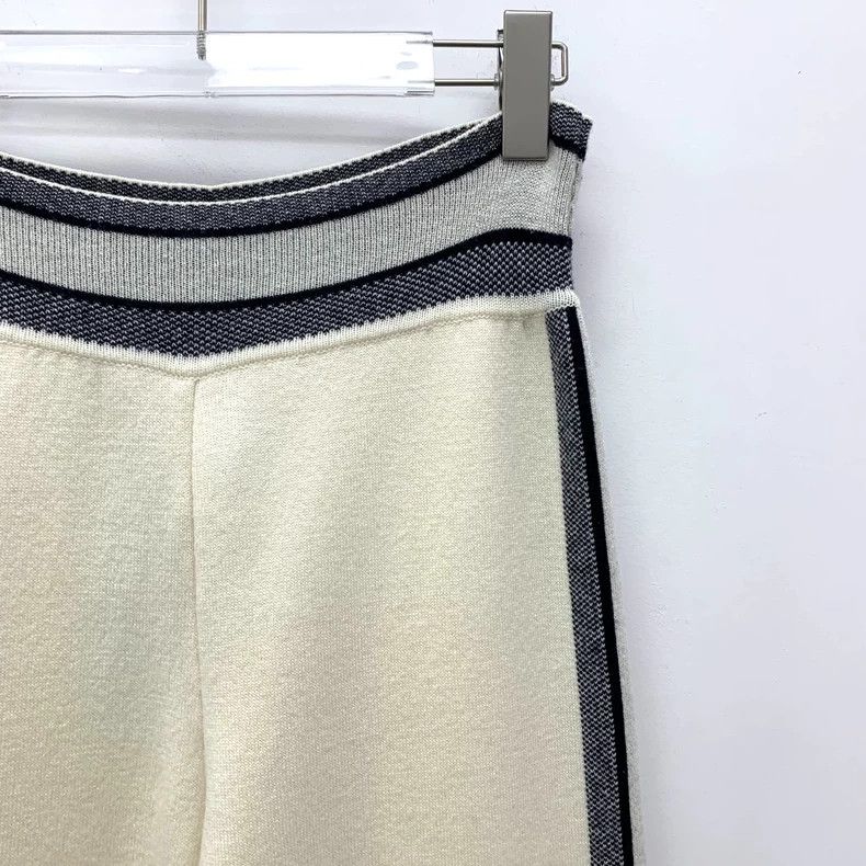 Dior Dior Beige striped letter inlaid cashmere casual wide-leg t Size 24" / US 00 / IT 34 - 3 Thumbnail