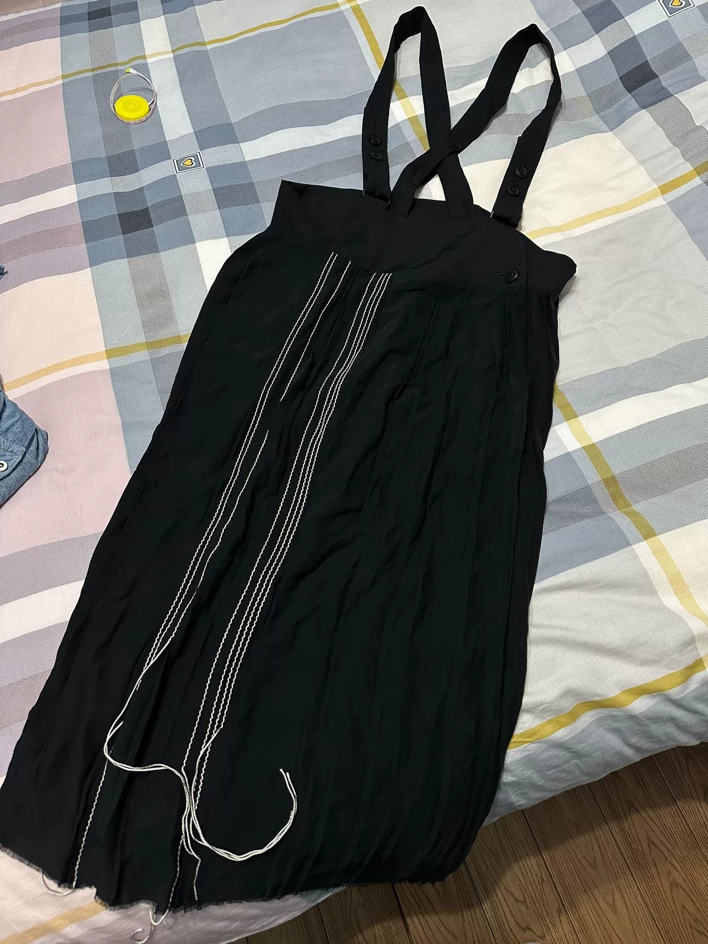 Ys Y’s Black Pinafore Dress With Straps, Women’s (