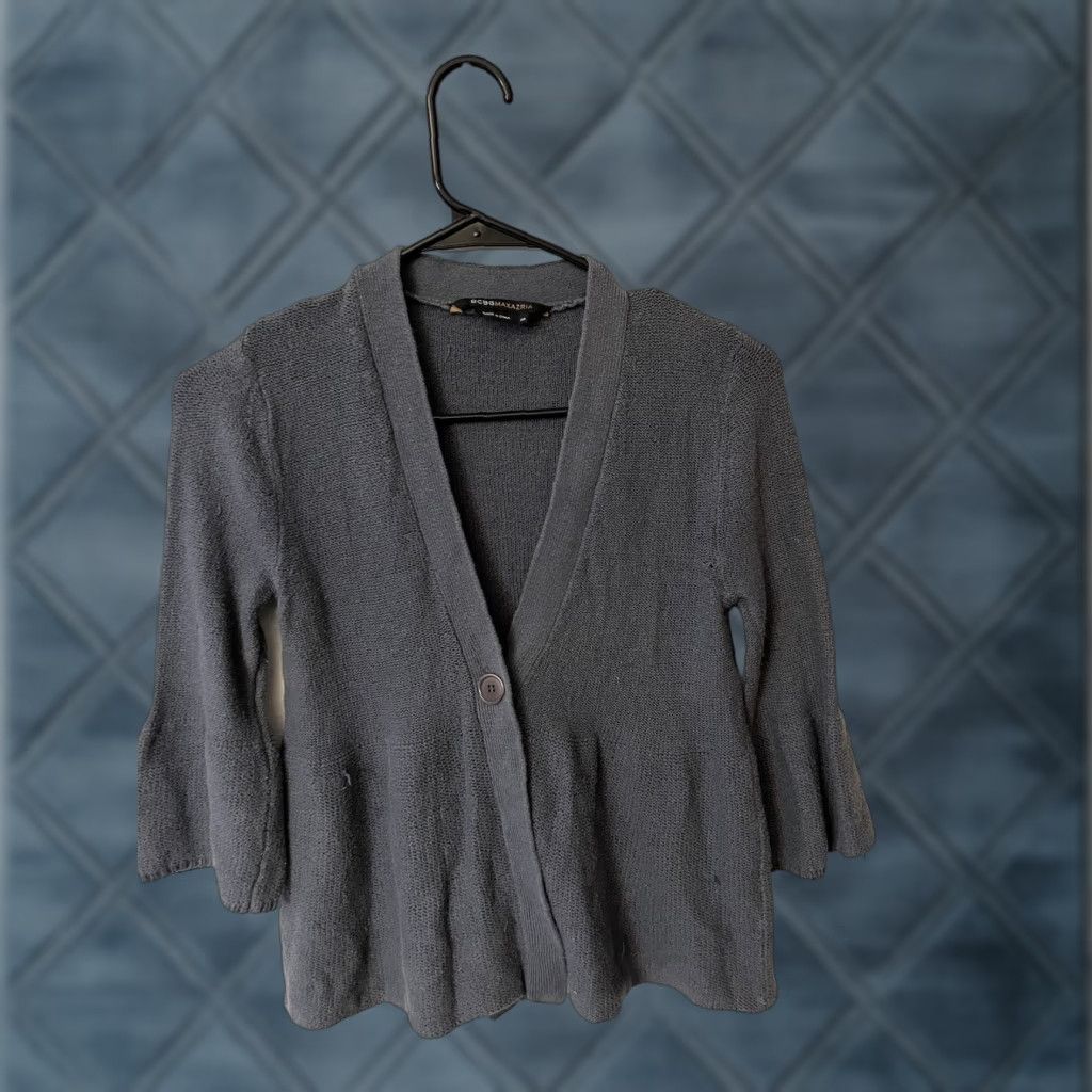 Bcbgmaxazria VINTAGE BCBGMAXAZRIA Gray Knit Cardigan Women XS 3/4 Sleeve Button Sweater Size XS / US 0-2 / IT 36-38 - 1 Thumbnail