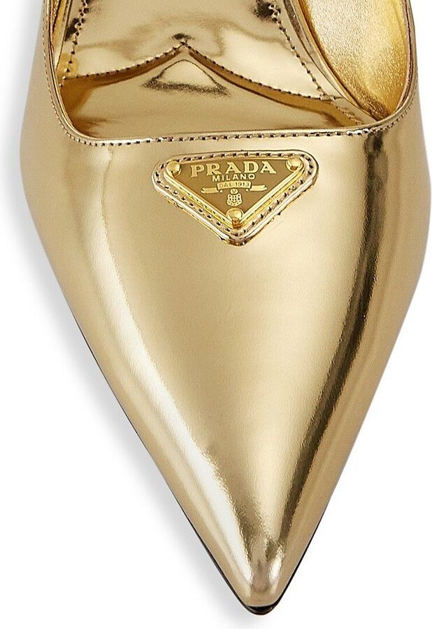 Prada o1w1db11124 Metallic Leather Pumps in Gold Size US 8 / IT 38 - 4 Thumbnail