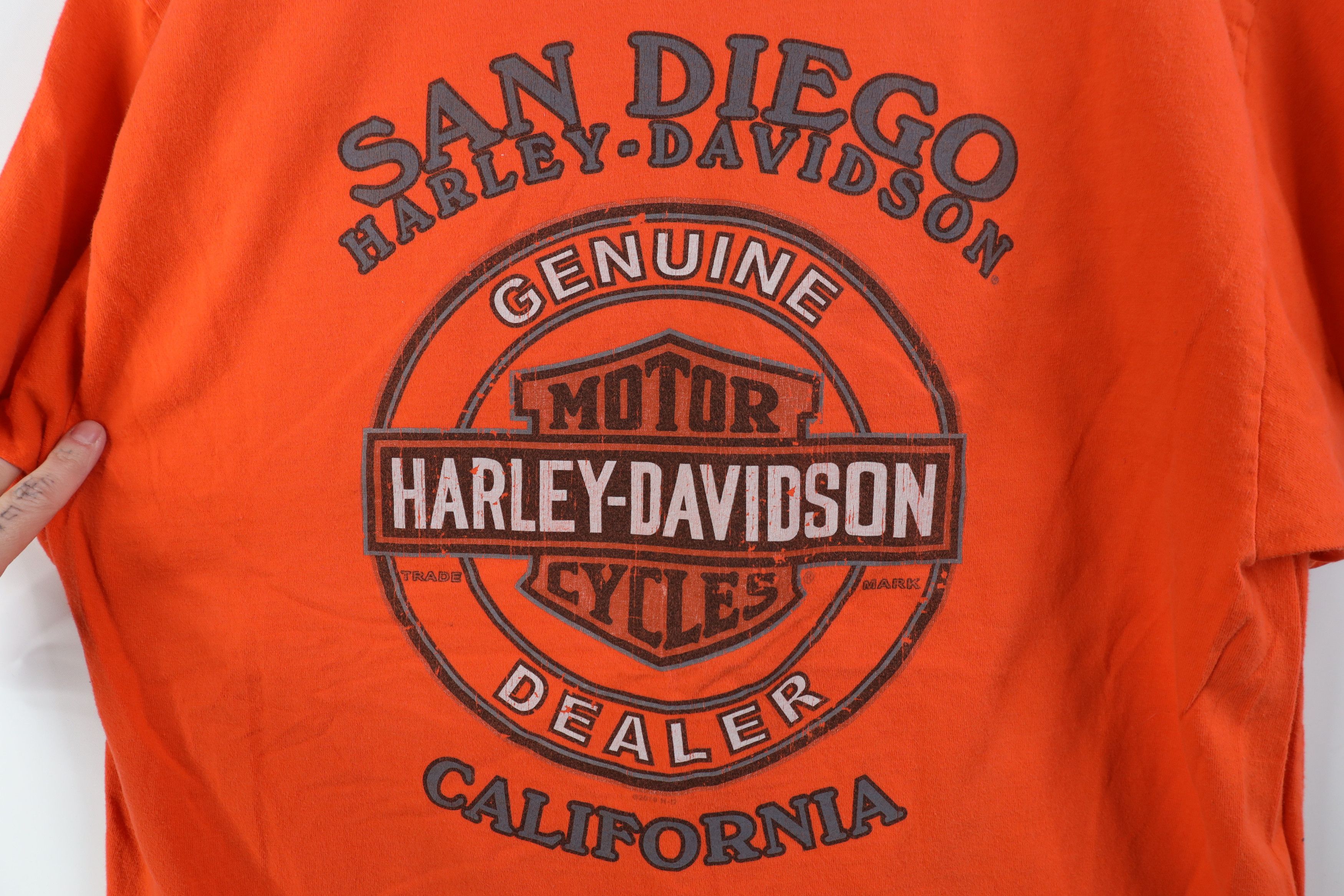 Harley Davidson Vintage Y2K Harley Davidson Oil Pocket T-Shirt Orange Cotton Size US M / EU 48-50 / 2 - 10 Thumbnail