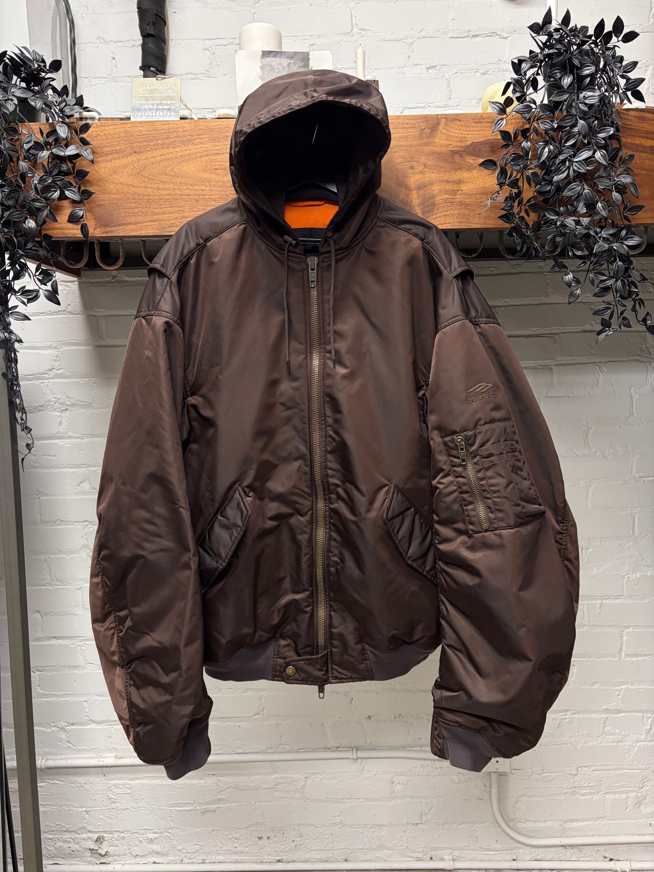 Balenciaga SS2022 Balenciaga ‘3B Sport Icon’ Brown Hooded Bomber Jacket Size US M / EU 48-50 / 2 - 1 Thumbnail