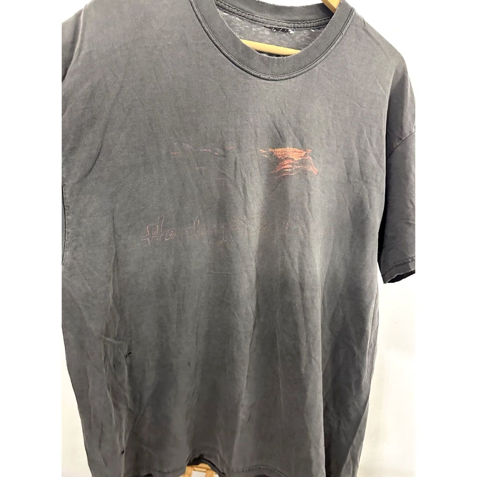 Harley Davidson VTG Harley-Davidson T-Shirt XL Black Distressed Flame Fire Wolf Bike Grunge Ride Men Mens Size US XL / EU 56 / 4 - 5 Thumbnail