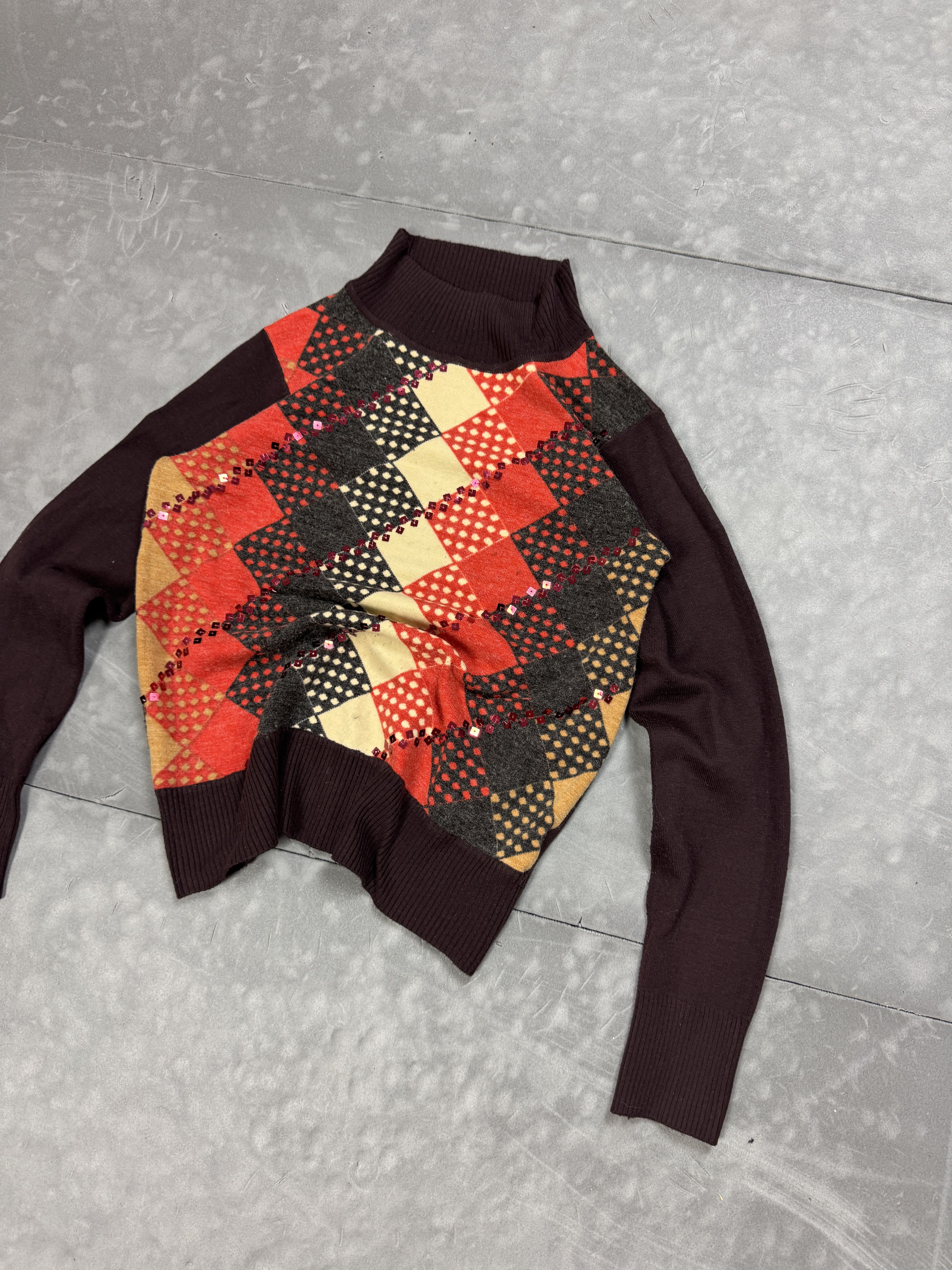 Vintage Vintage y2k diamond print sweater retro 90s 80s Size S / US 4 / IT 40 - 4 Thumbnail