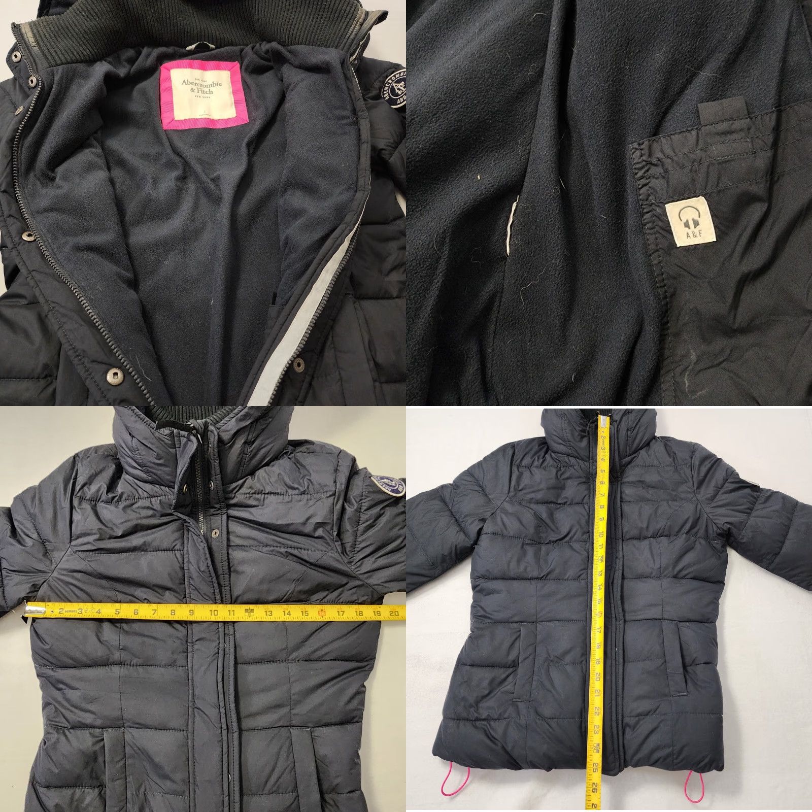 Abercrombie & Fitch VINTAGE Abercrombie & Fitch Puffer Jacket Womens Large Black Down Hooded Fleece Lined Full Zip Size L / US 10 / IT 46 - 8 Thumbnail