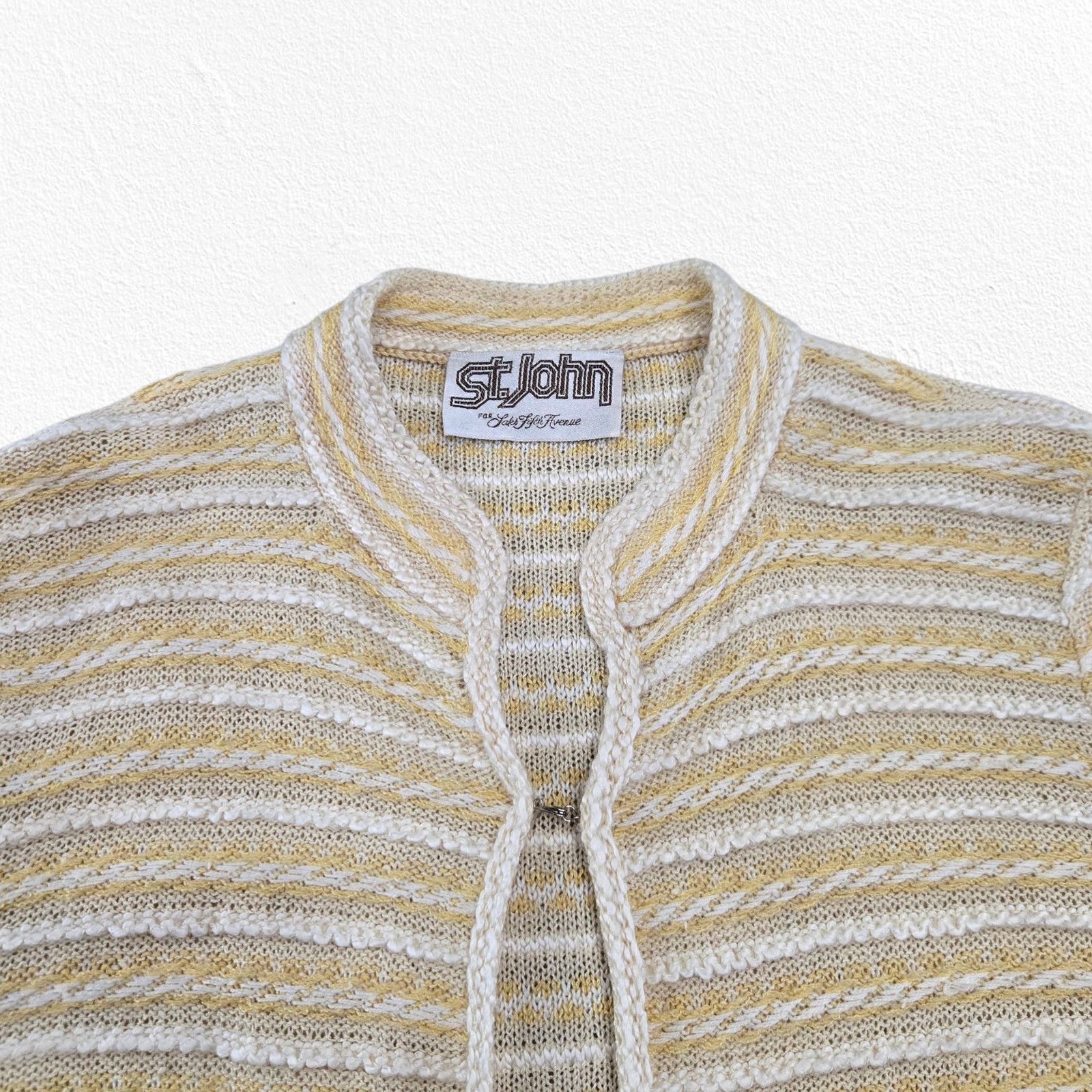 Vintage 70s St. John Yellow White Cardigan Style Blazer Size Small Size S / US 4 / IT 40 - 4 Thumbnail