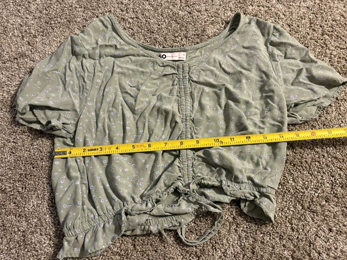 Other (So) Green Floral Cinch Babydoll Top: Size Medium Size M / US 6-8 / IT 42-44 - 4 Thumbnail