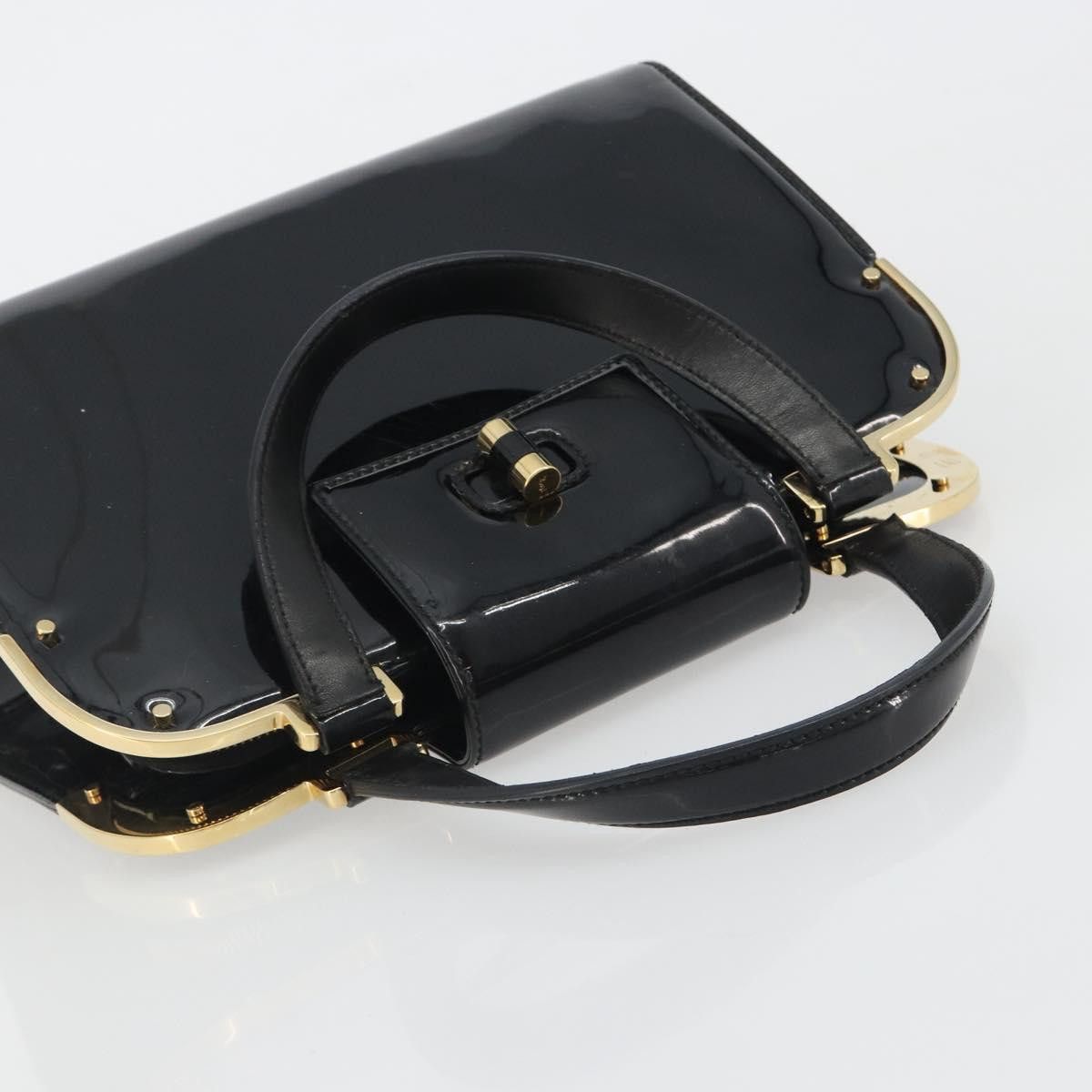 Saint Laurent Paris SAINT LAURENT Hand Bag Patent Leather Black Gold Auth Size ONE SIZE - 6 Thumbnail