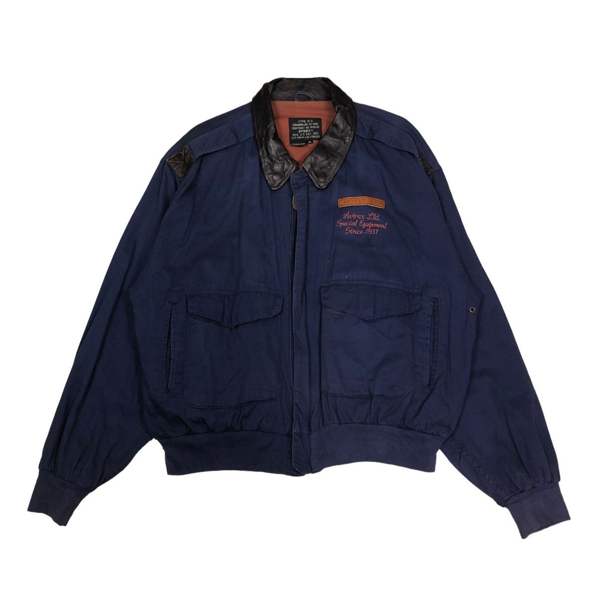 Avirex 🔥VTG 80’s BRIEFING TIME AVIREX BOMBER JACKET LEATHER COLLAR Size US M / EU 48-50 / 2 - 4 Thumbnail