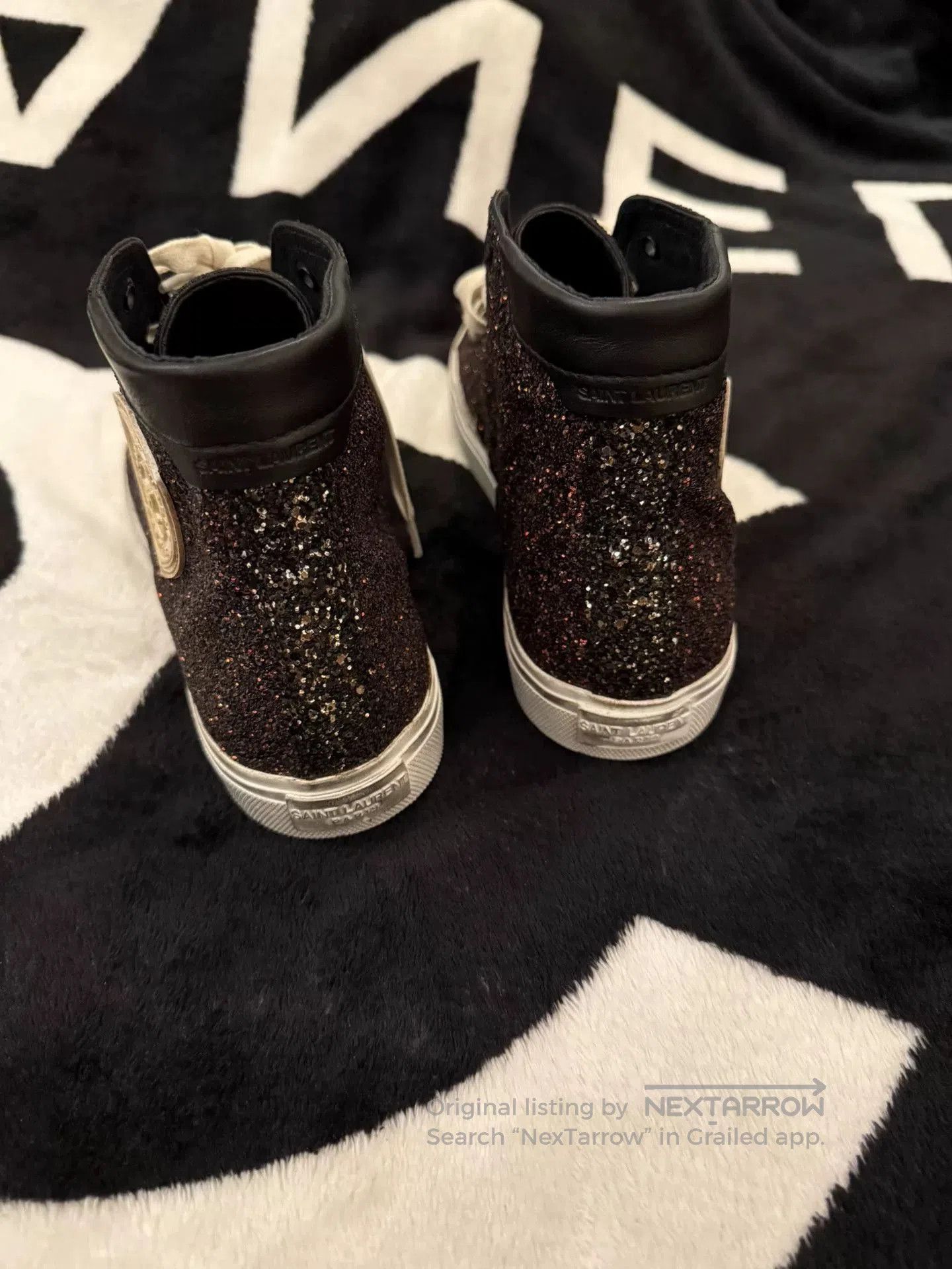 Saint Laurent Paris Saint Laurent High-Top Glitter Sneakers. Size US 8 / EU 41 - 7 Thumbnail