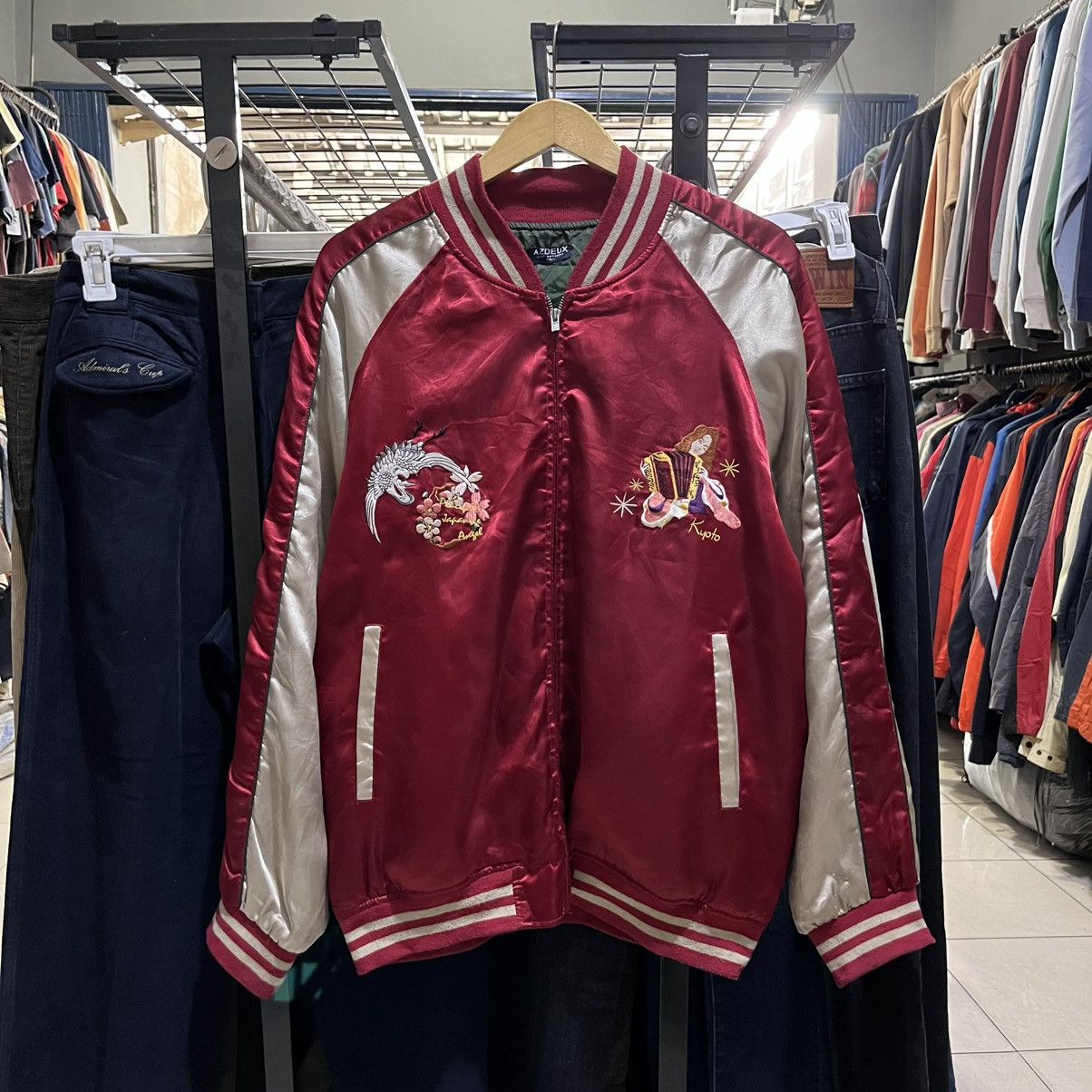Kapital Rare Vintage Japanese Souvenir Jacket AZDEUX l Satin Bomber Size US XL / EU 56 / 4 - 2 Thumbnail