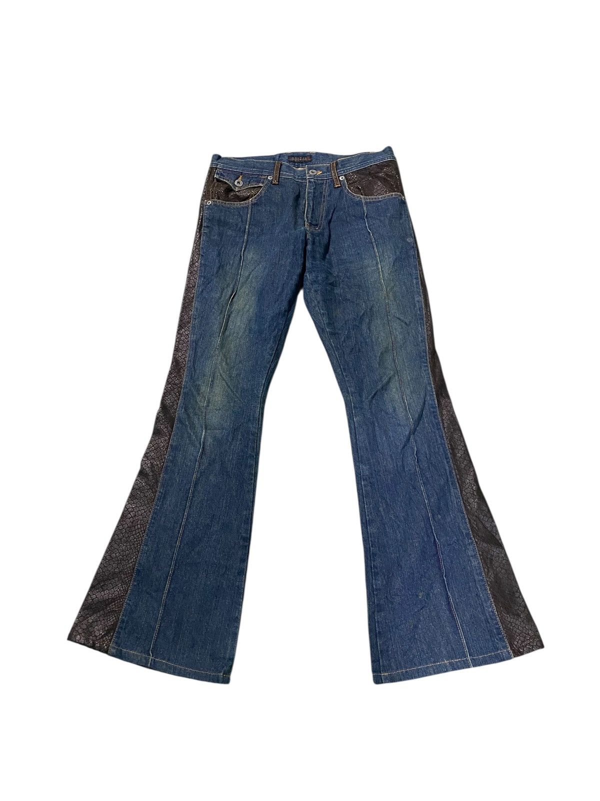 Morgan Homme Morgan Homme Denim Jeans snake Leather Biker Flare Bootcut Size US 32 / EU 48 - 2 Thumbnail