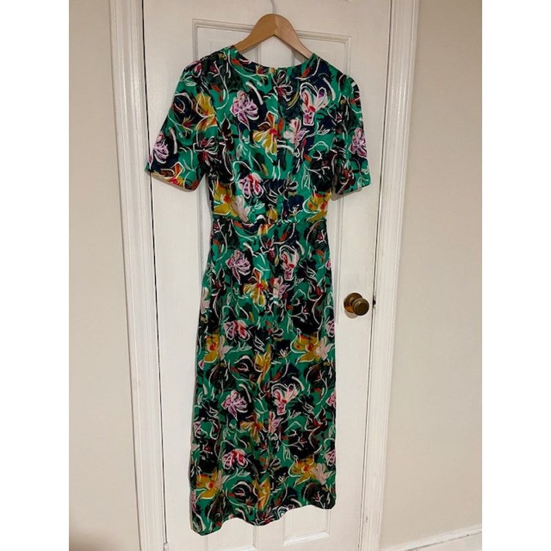 Other Saloni Green Floral Silk Eden Dress Size US 0, UK4, XS (NWT) Size XS / US 0-2 / IT 36-38 - 5 Thumbnail