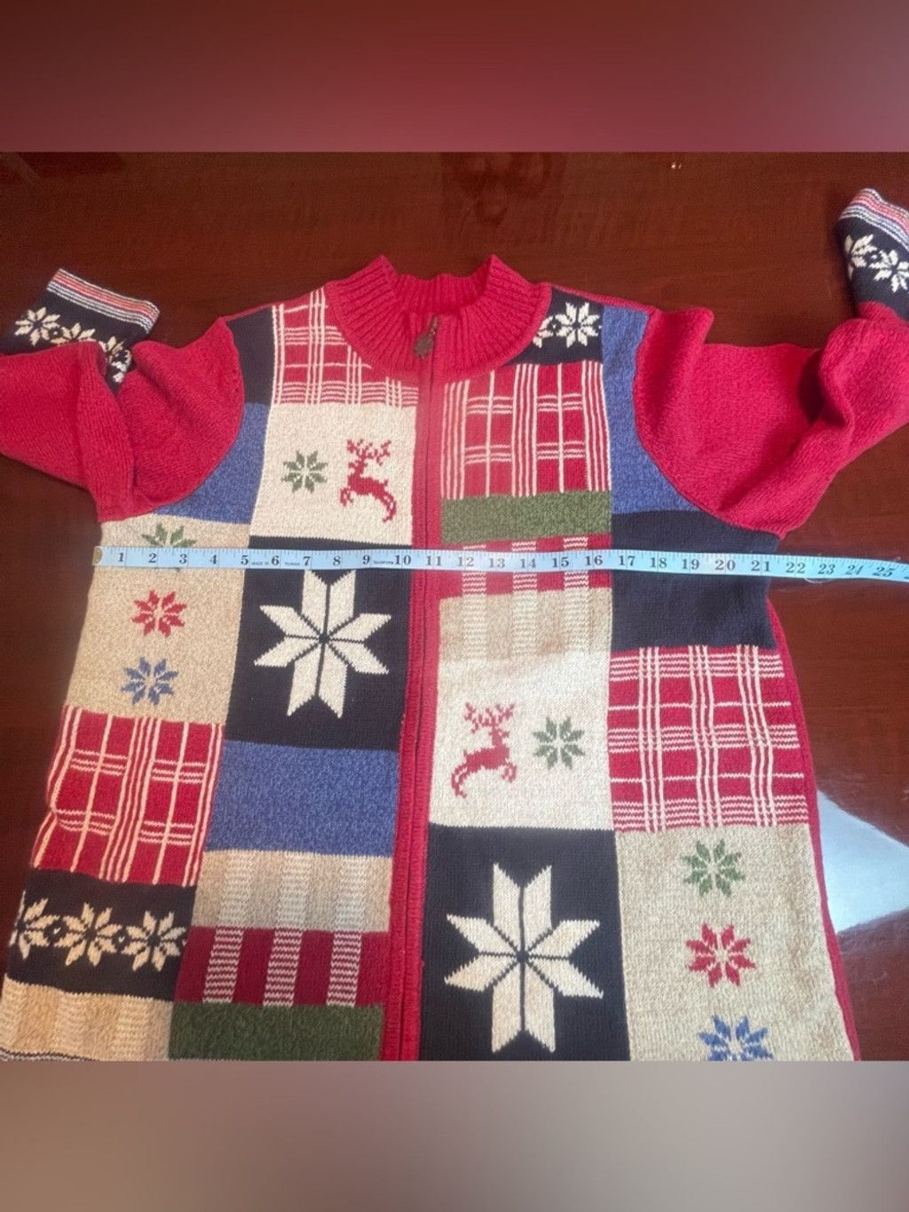 Other Christopher & Banks Vintage XL Patchwork Zip Cardigan Nordic Size XL / US 12-14 / IT 48-50 - 8 Thumbnail