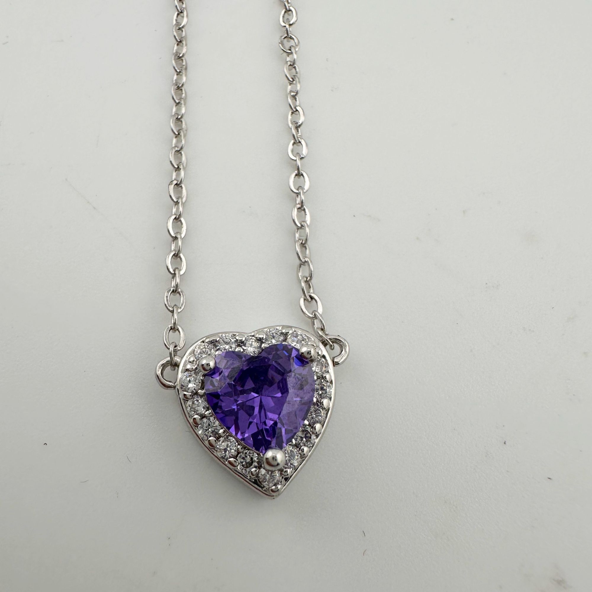 Other Amethyst and White Topaz Heart Shaped Halo Necklace Size ONE SIZE - 5 Thumbnail