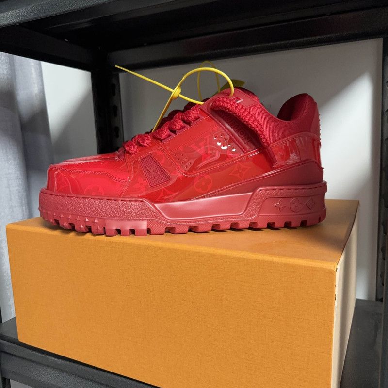 Louis Vuitton Louis Vuitton Red Trainer Maxi Sneakers for Men 0079 Size US 11 / EU 44 - 1 Thumbnail
