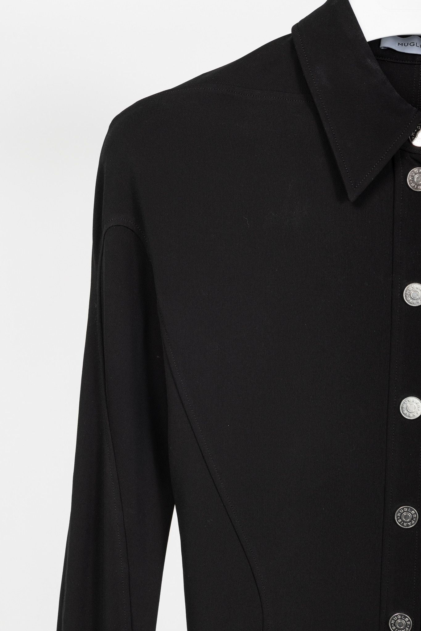 Mugler Mugler Black Long-Sleeved Stretch-Jersey Shirt Size M / US 6-8 / IT 42-44 - 5 Thumbnail