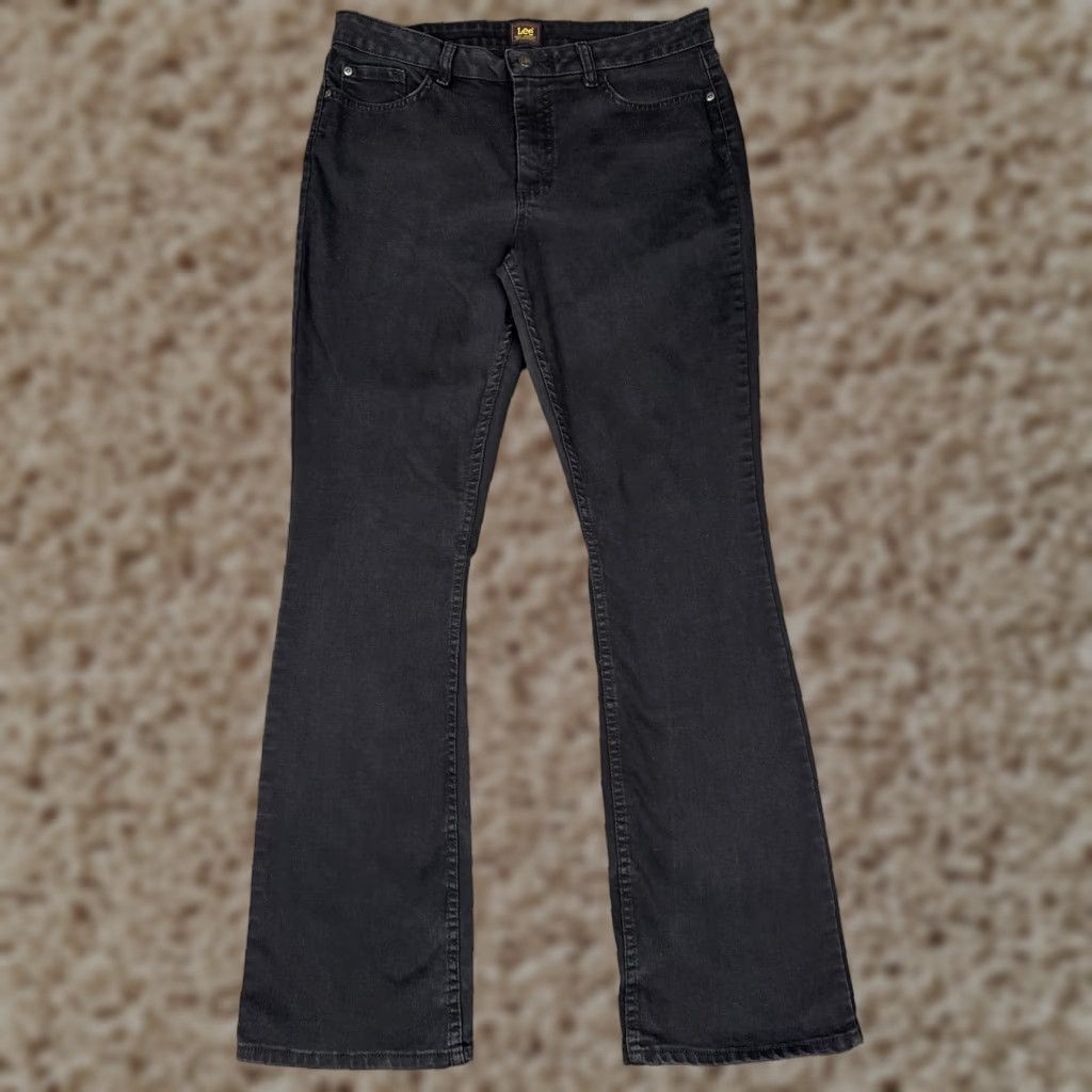 Lee LEE Jeans Womens 12 Bootcut Denim High Rise Black Dark Wash Stretch Casual 32x32 Size 34" / US 12 / IT 48 - 1 Thumbnail