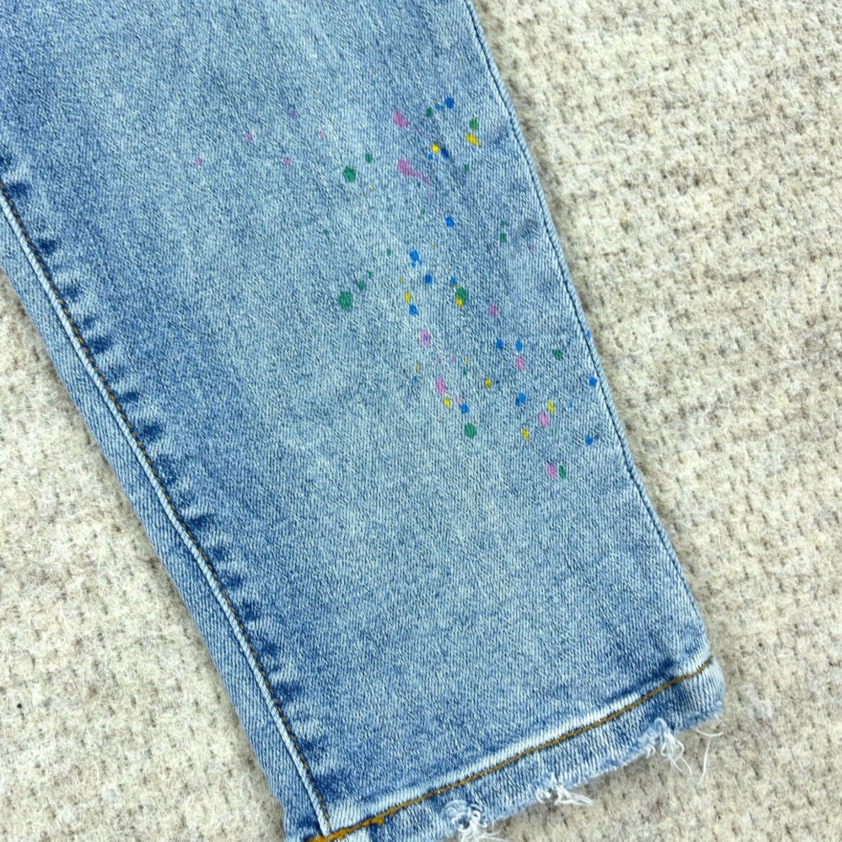 Vintage Judy Blue Jeans Women 3 26 Boyfriend Fit Med Was h Paint Splatter Rips Holes Jeans_Blue Regular 5-Pocket Denim Distressed Medium Size 26" / US 2 / IT 38 - 6 Thumbnail
