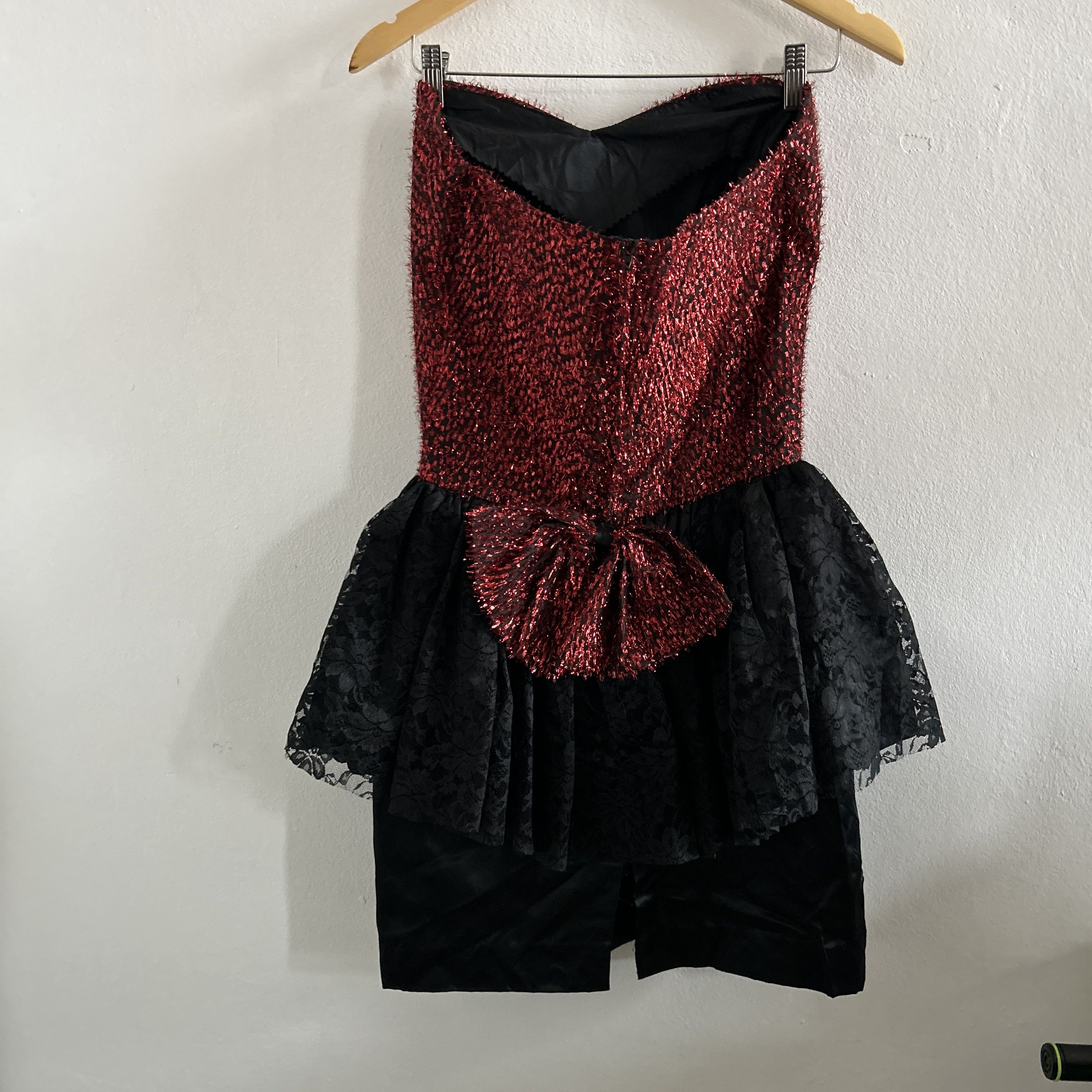 Vintage Vintage 80s Red Lurex Corset Mini Dress Size M / US 6-8 / IT 42-44 - 9 Thumbnail
