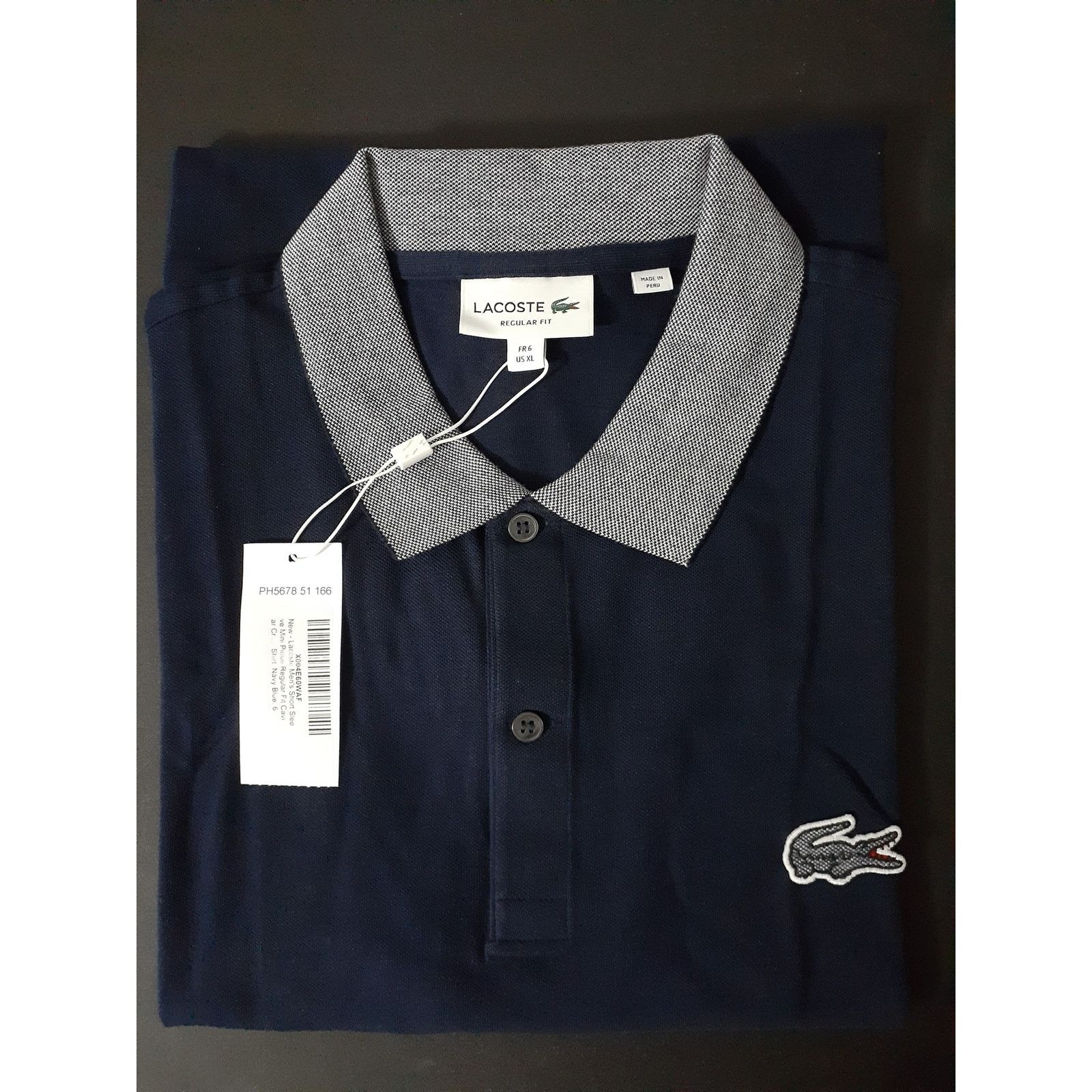 Lacoste Lacoste Men's Regular Fit Caviar Croc Polo Shirt Navy XL Size US XL / EU 56 / 4 - 2 Thumbnail