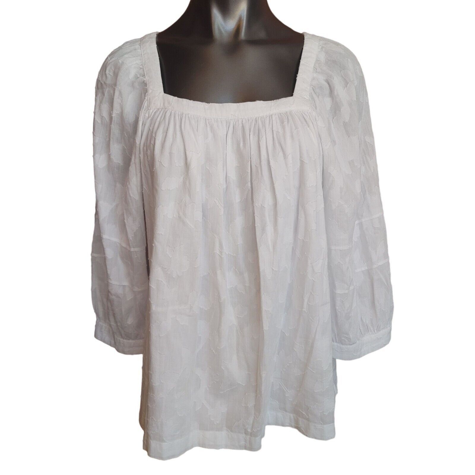 Calvin Klein Calvin Klein Women's White Square Neck Long Sleeve Sheer Top Size M / US 6-8 / IT 42-44 - 1 Thumbnail