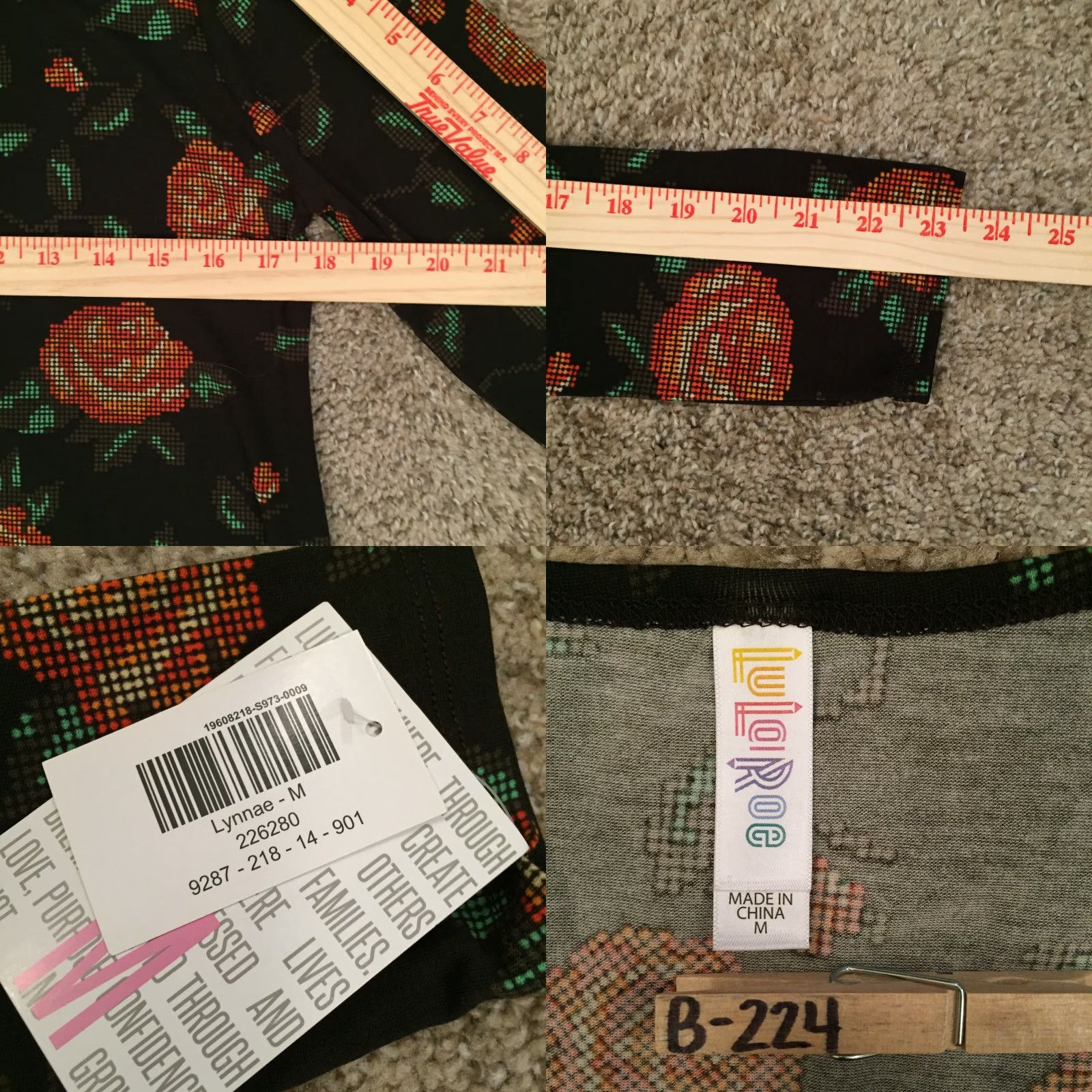 Vintage **LuLaRoe Lynnae Black Floral Long Sleeve T-Shirt Medium** User: LuLaRoe Lynnae Black Floral Long Sleeve T-Shirt Medium Size M / US 6-8 / IT 42-44 - 8 Thumbnail